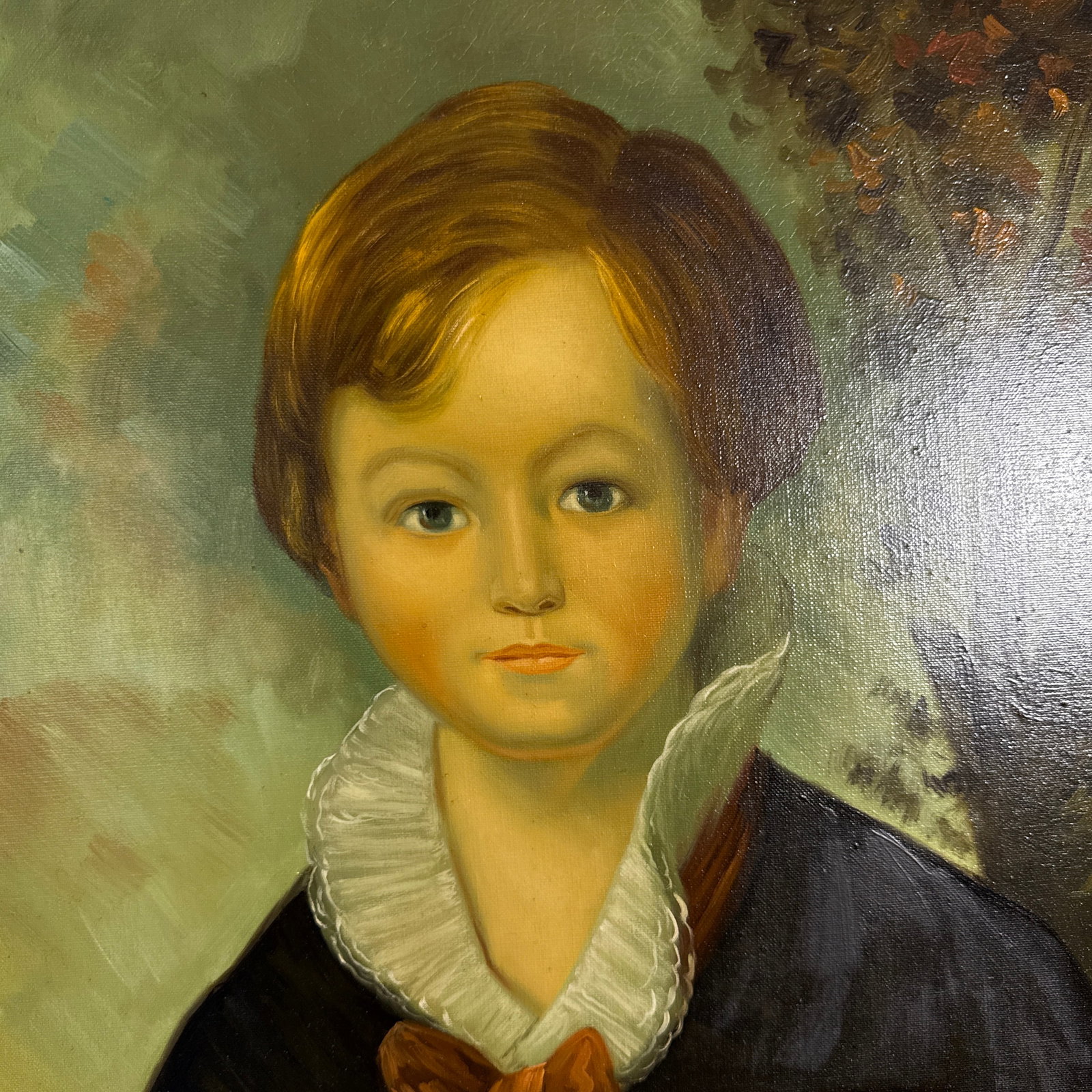 Vintage Oil on Canvas After English Painting of Boy With Rabbit - 4