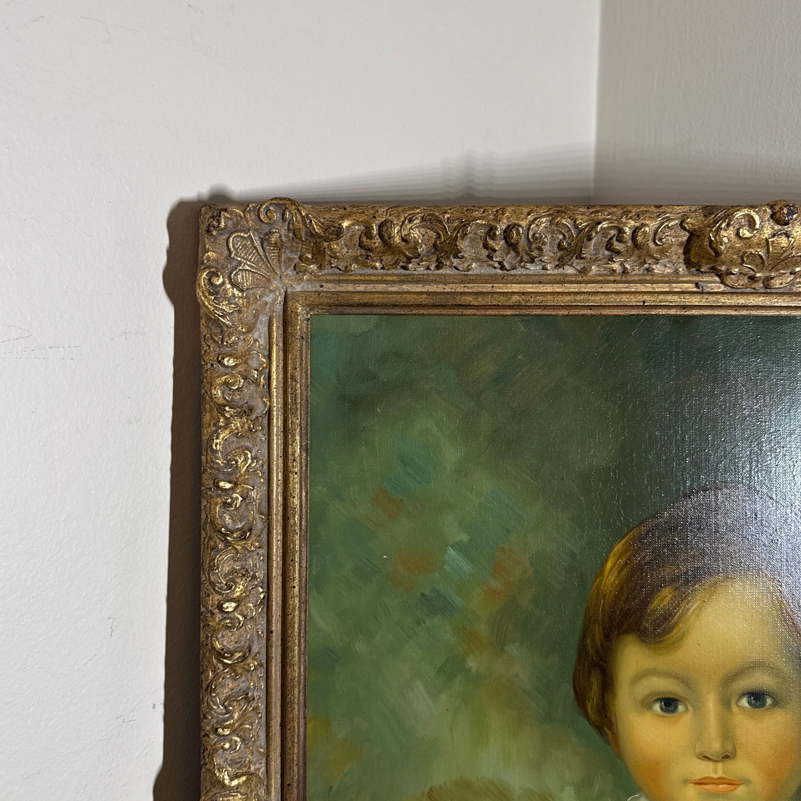 Vintage Oil on Canvas After English Painting of Boy With Rabbit - 6