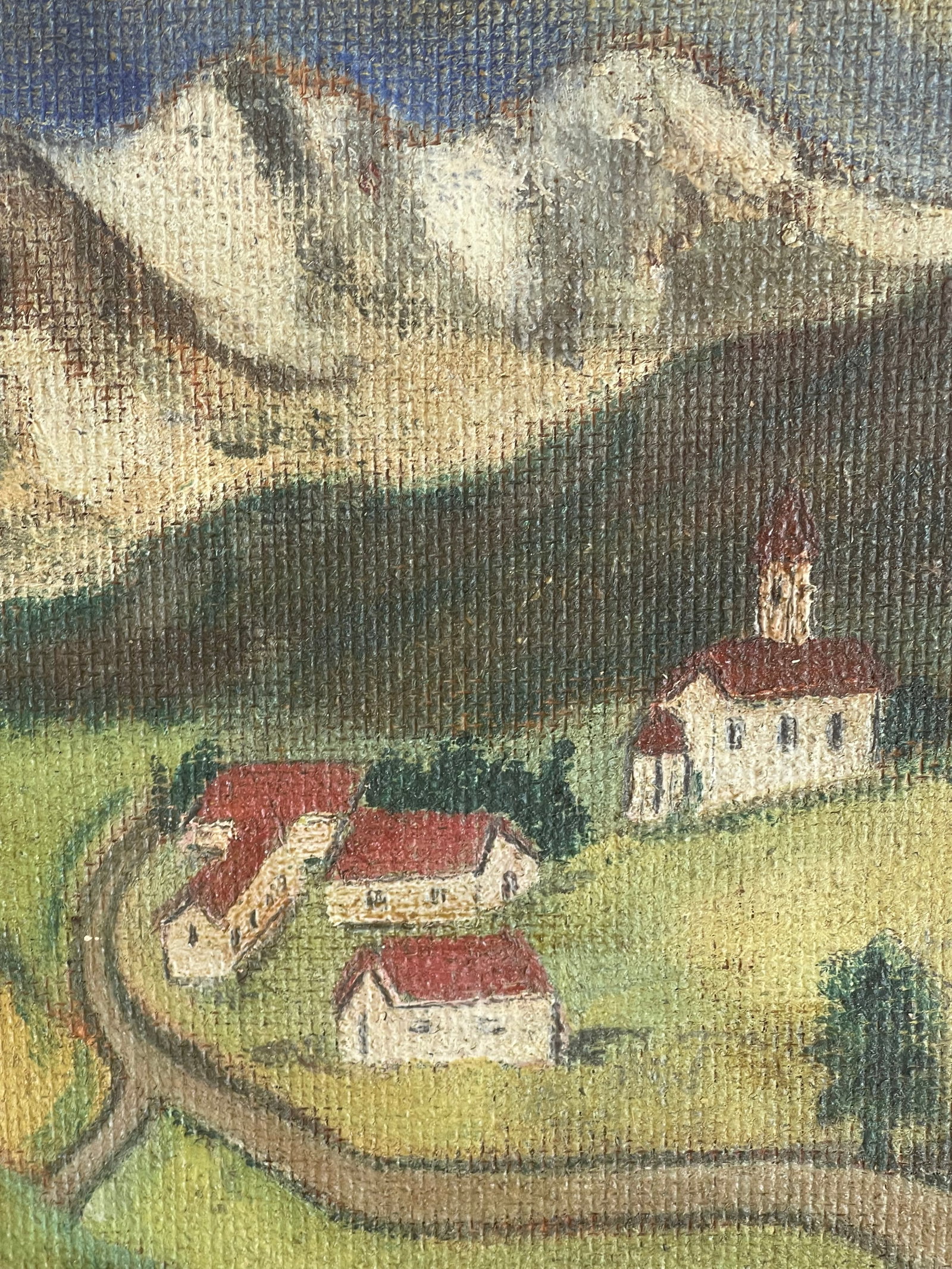1940s Alpine Black Forest Landscape Folk Art Painting - 3