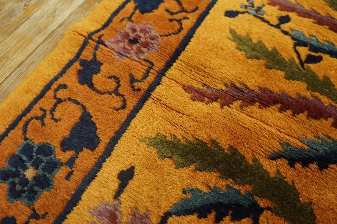 1920s Goldenord Floral Antique Chinese Art Deco Carpet 3'' X 5'6'' Knotted Wool Rug - 7