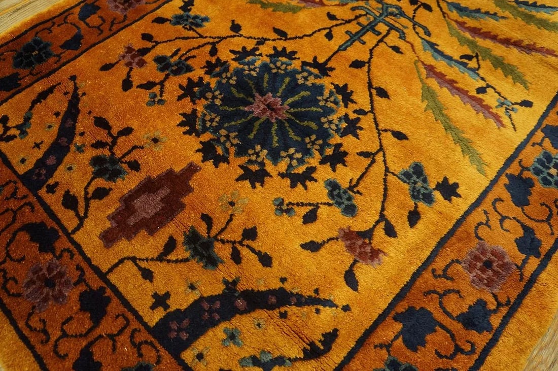 1920s Goldenord Floral Antique Chinese Art Deco Carpet 3'' X 5'6'' Knotted Wool Rug - 9