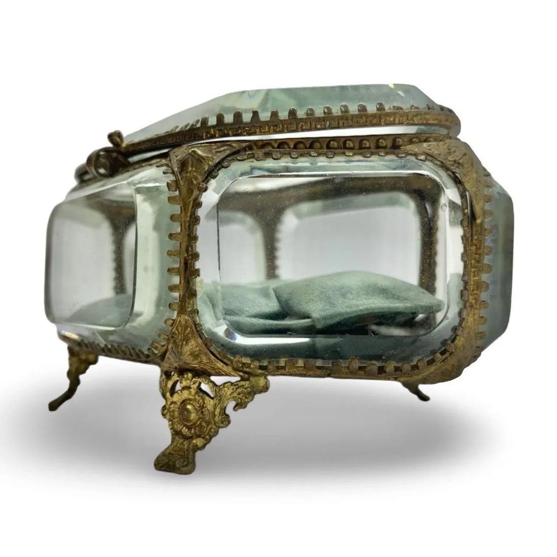 The Paris Apartment Antique 19th Century French Palais Royal Beveled Glass Jewelry Box, Original Tuf - 11