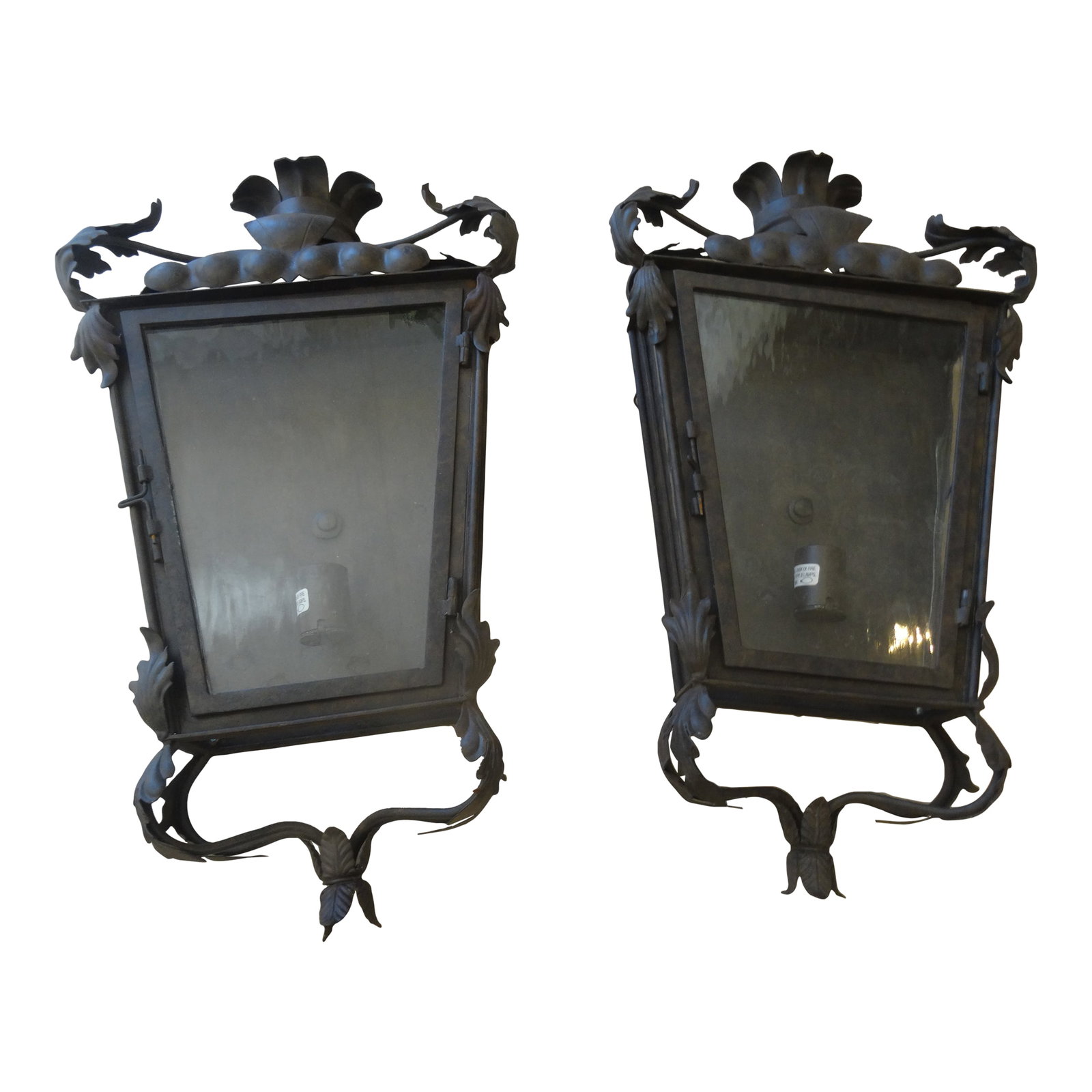 Vintage Outdoor Sconces From Dennis & Leen - Attributed: In storage since 2002, they were purchased for a bel air estate and never used. Condition: Alterations: Original Condition Unaltered Imperfections: Some Imperfections Condition Notes: Like New