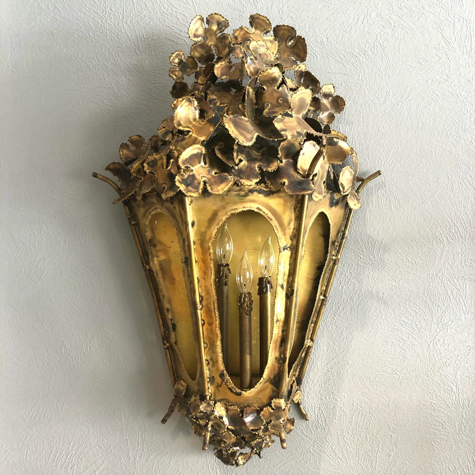 Extra Large Mid-Century Modern Brutalist Tom Greene Wall Lantern - 13