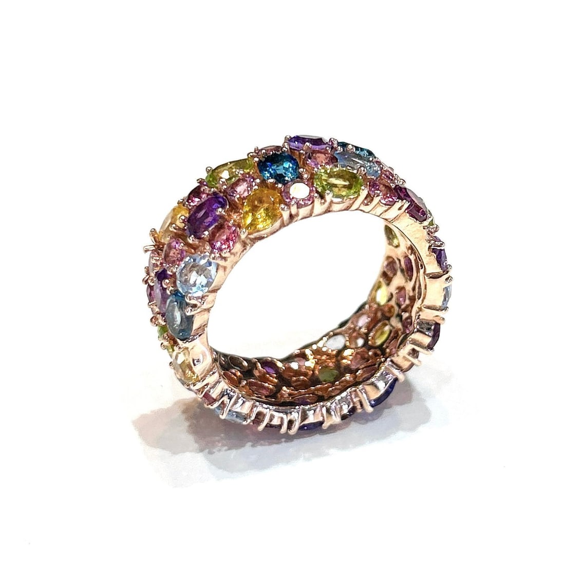 Bochic "Capri" Multi Color Tourmalines & Amethyst Ring Set In 18K Gold & Silver - 2