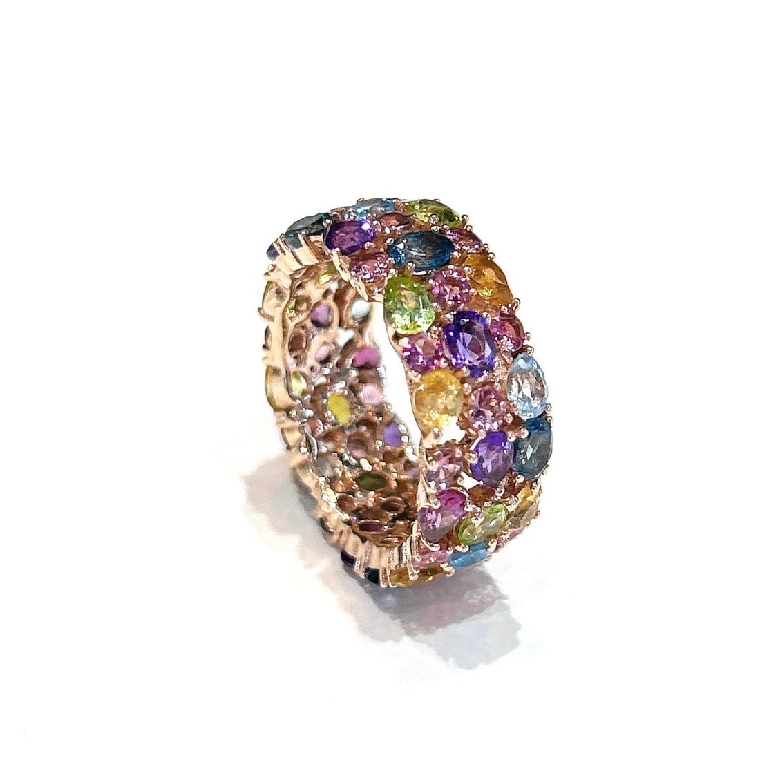 Bochic "Capri" Multi Color Tourmalines & Amethyst Ring Set In 18K Gold & Silver - 5