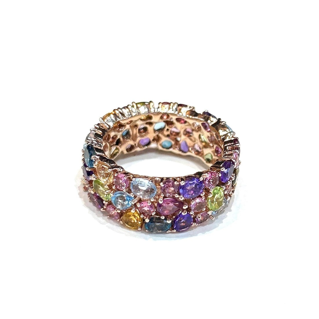 Bochic "Capri" Multi Color Tourmalines & Amethyst Ring Set In 18K Gold & Silver - 7
