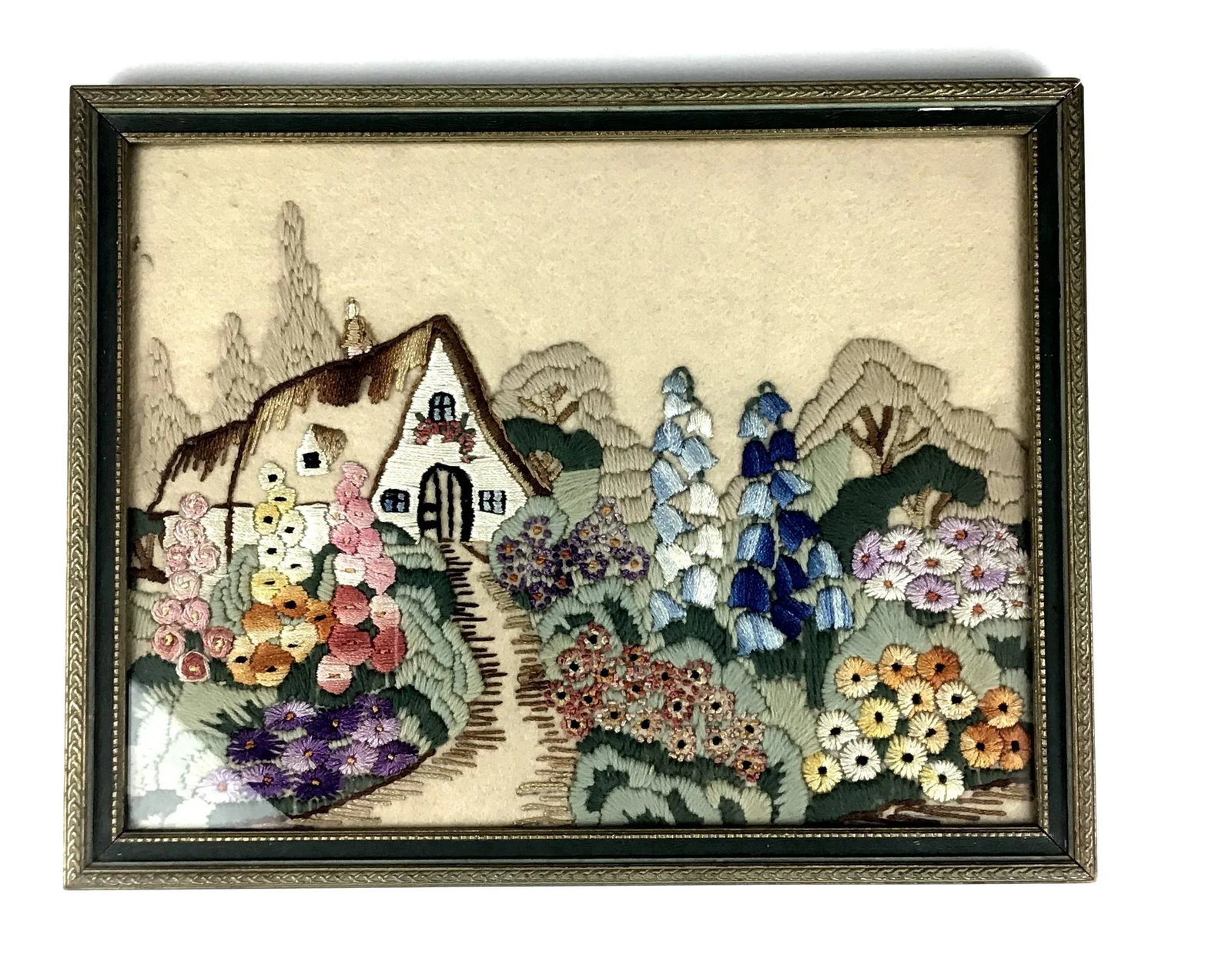 Antique Framed Hand Crocheted Textile Work of Art - 11