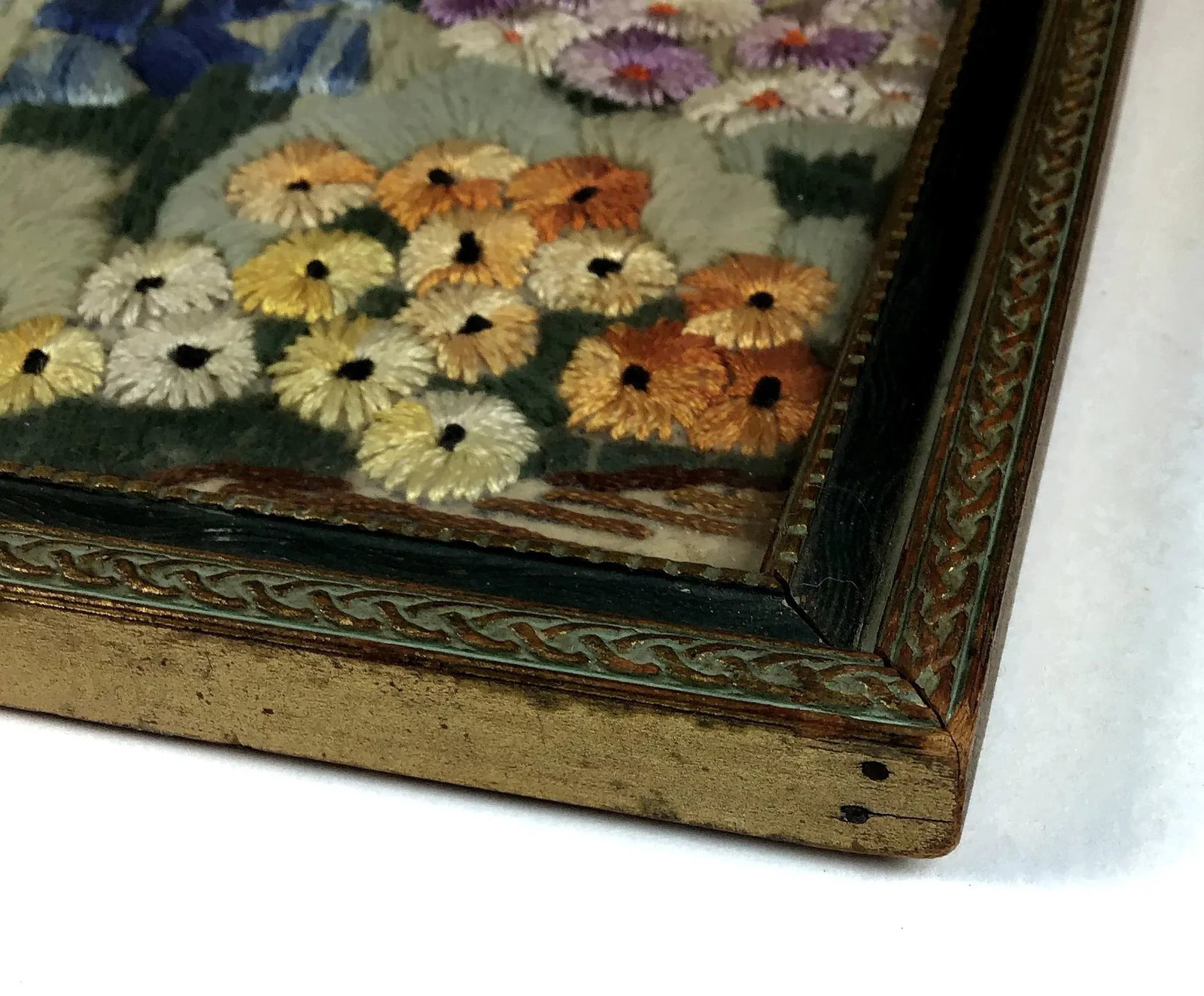 Antique Framed Hand Crocheted Textile Work of Art - 6