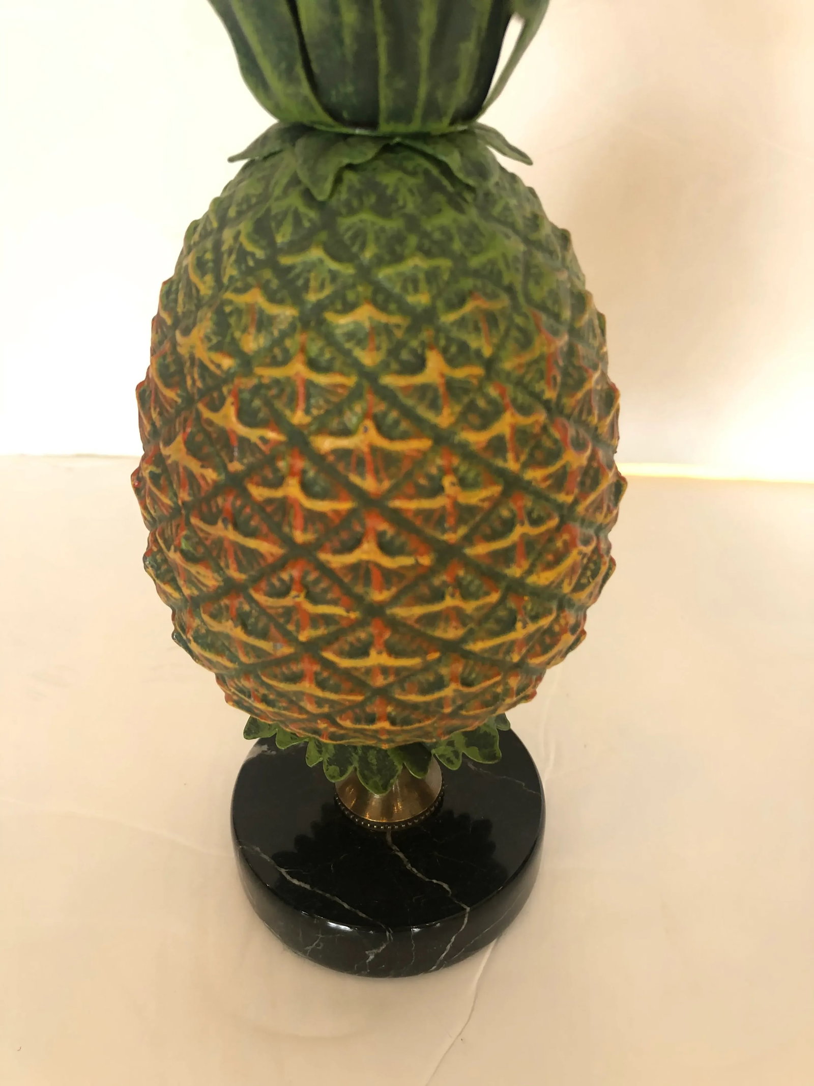 Tole and Brass Pineapple Candlesticks - a Pair - 2