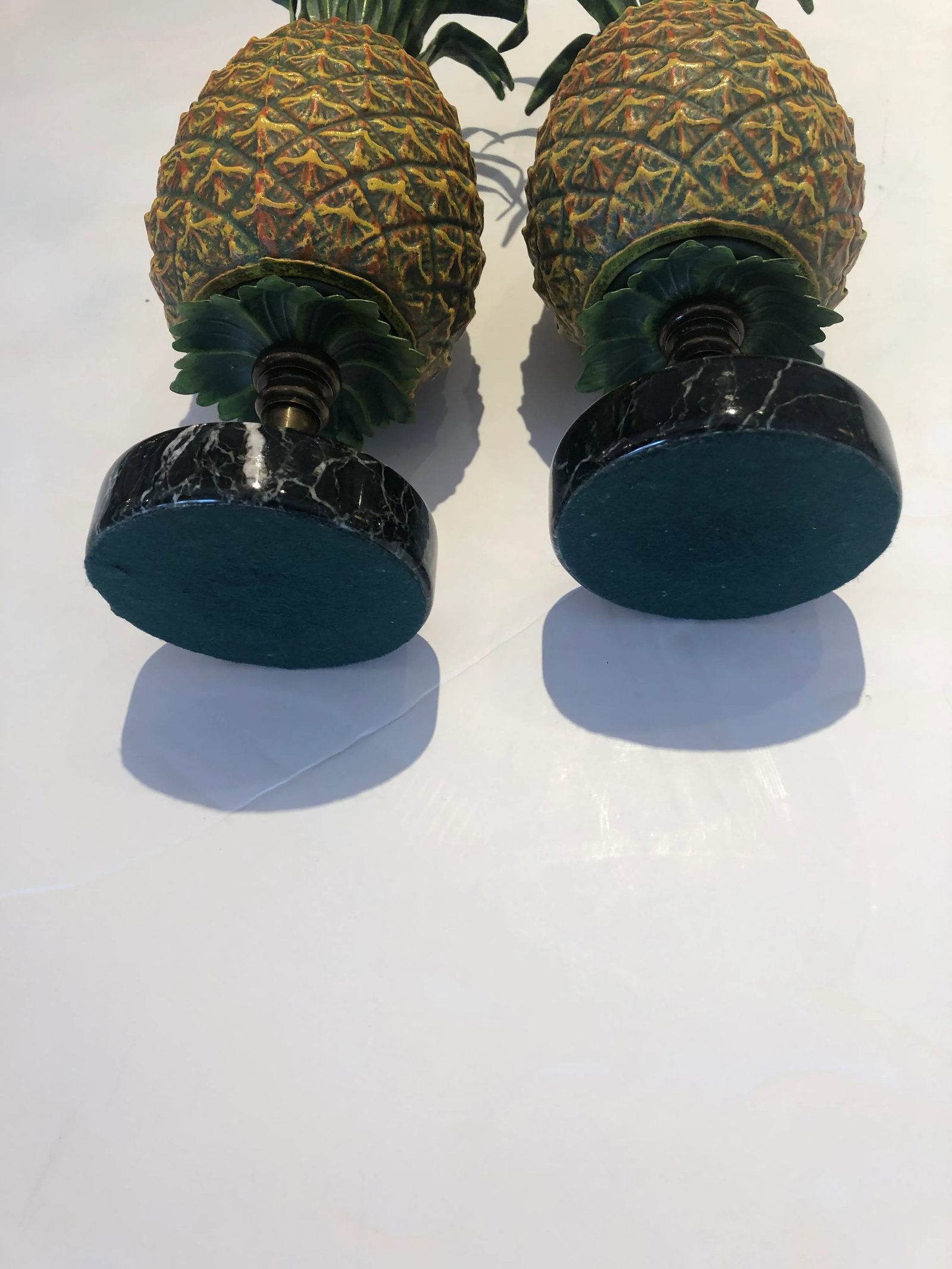 Tole and Brass Pineapple Candlesticks - a Pair - 9
