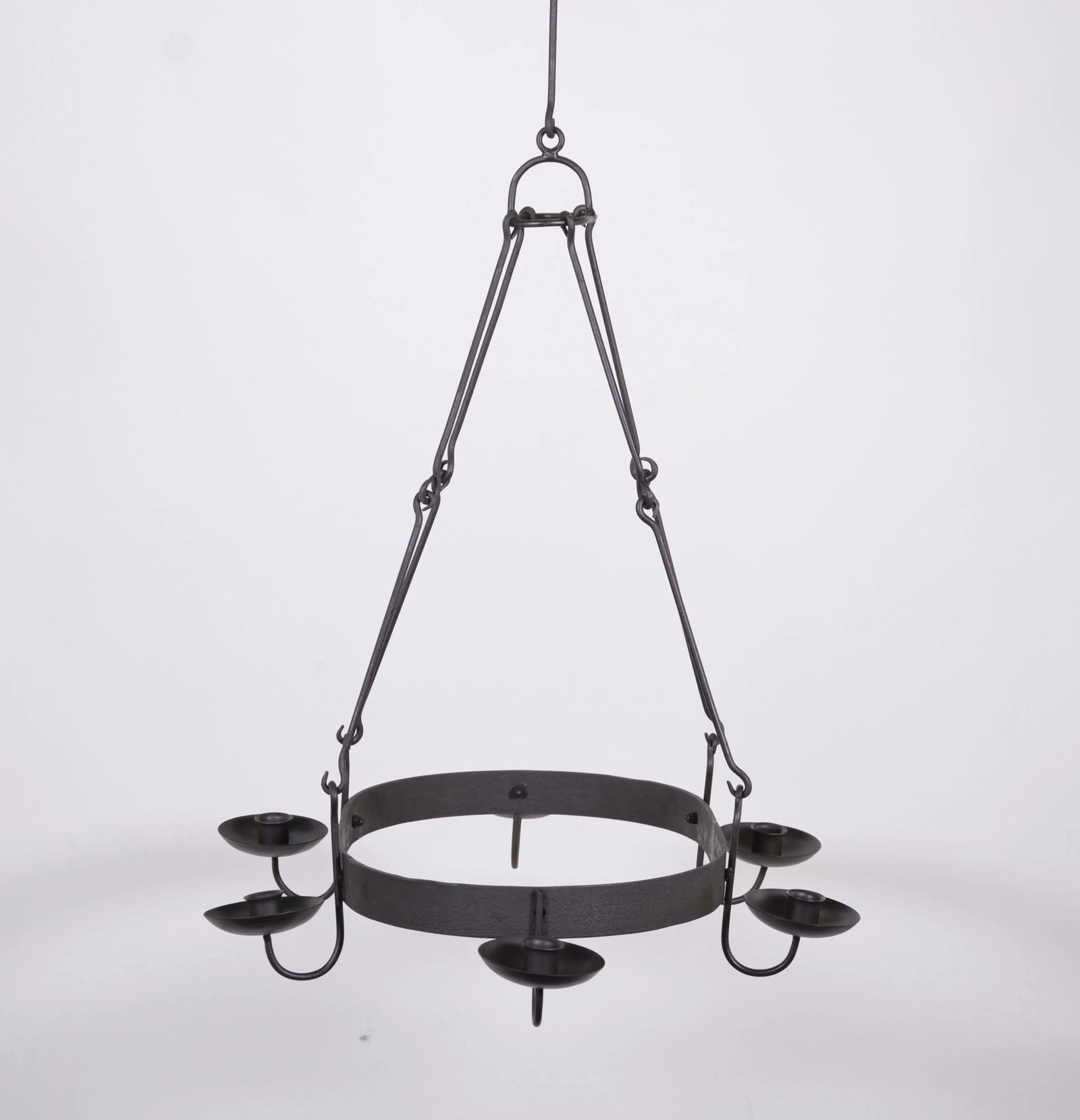 Vintage Oval Chandelier With Six Candle Holders - 2
