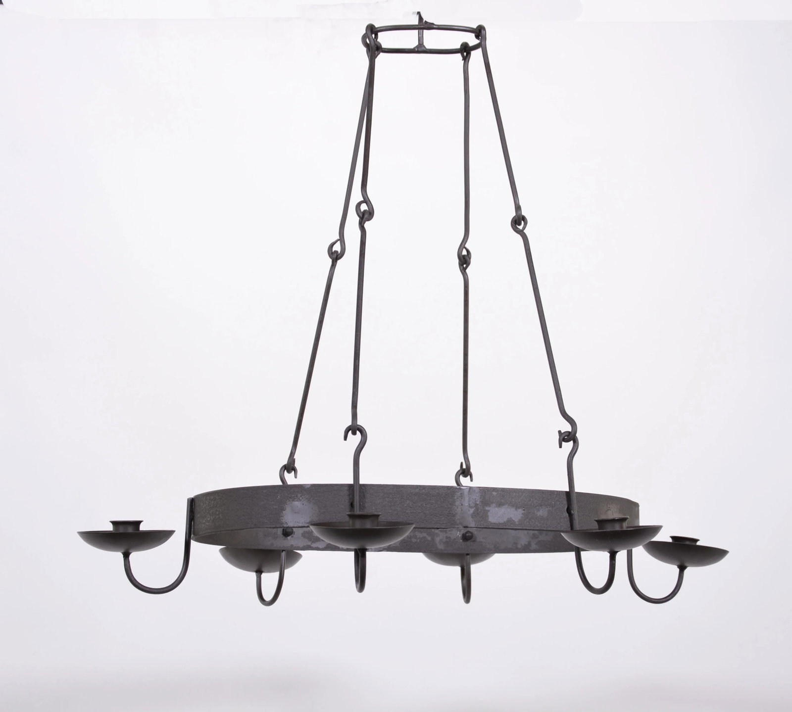 Vintage Oval Chandelier With Six Candle Holders - 3