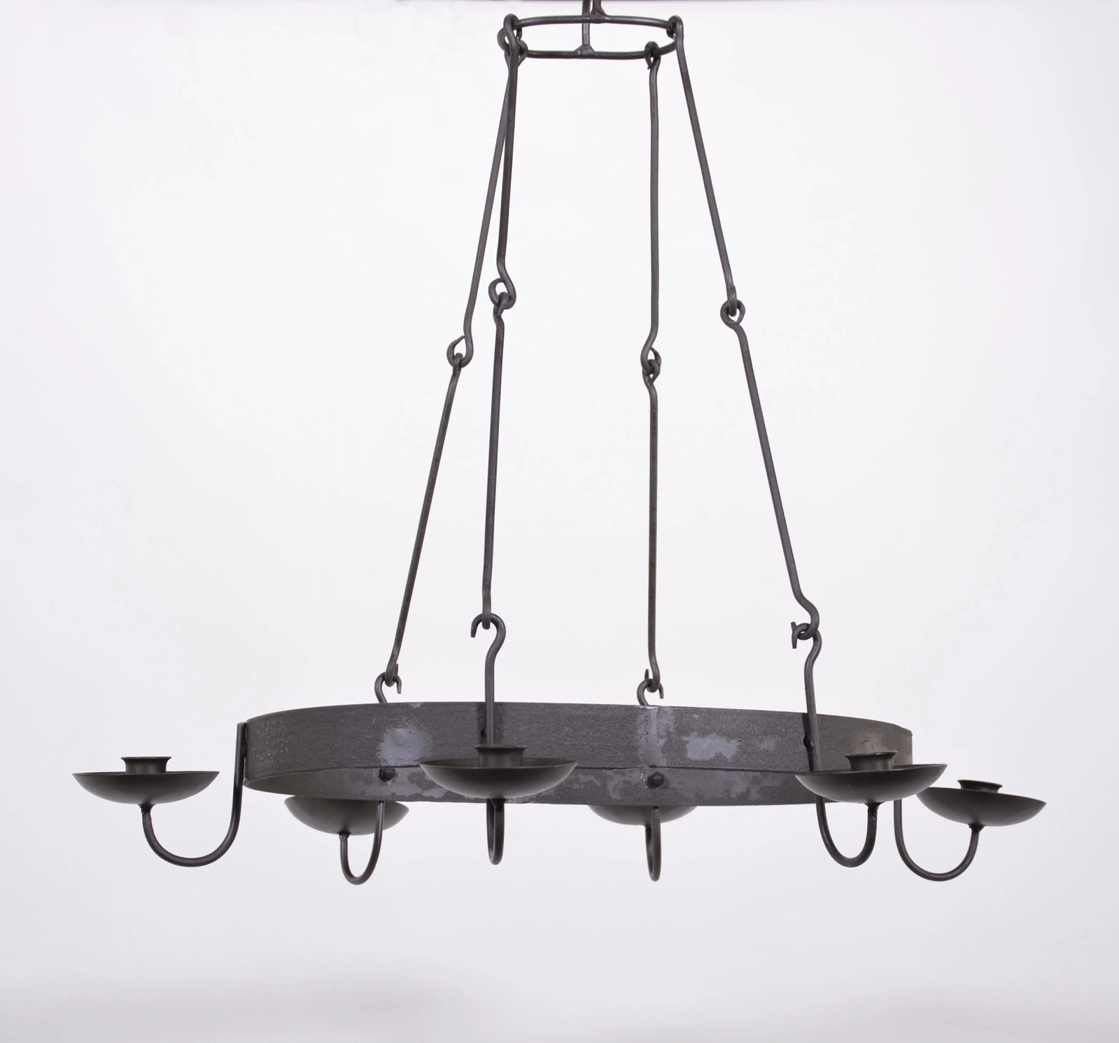 Vintage Oval Chandelier With Six Candle Holders - 4