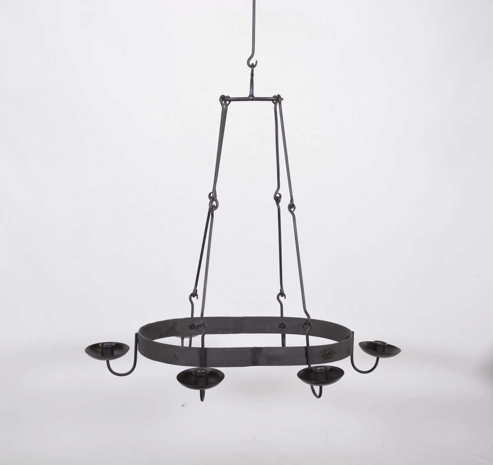 Vintage Oval Chandelier With Six Candle Holders - 7