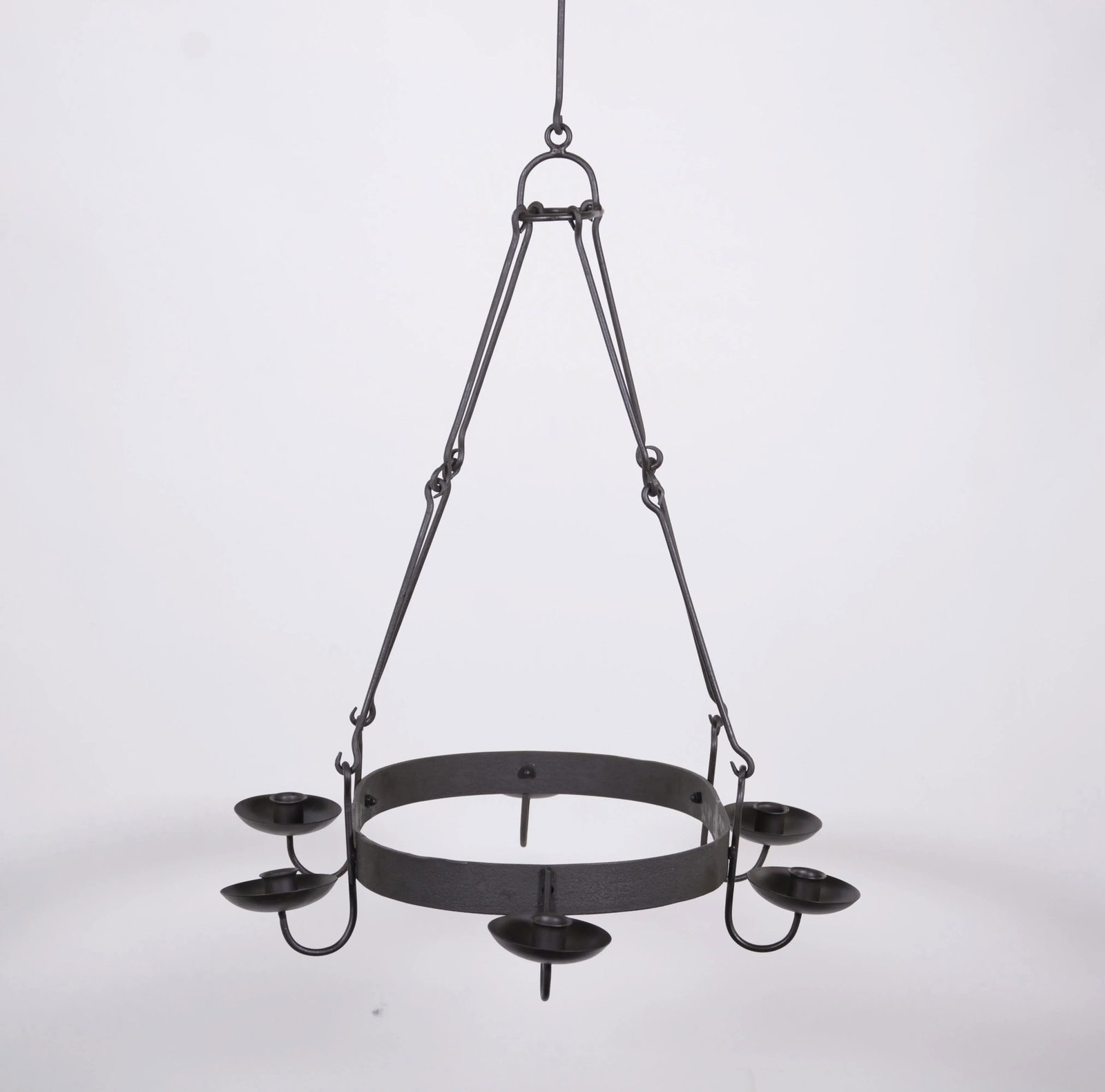 Vintage Oval Chandelier With Six Candle Holders - 8