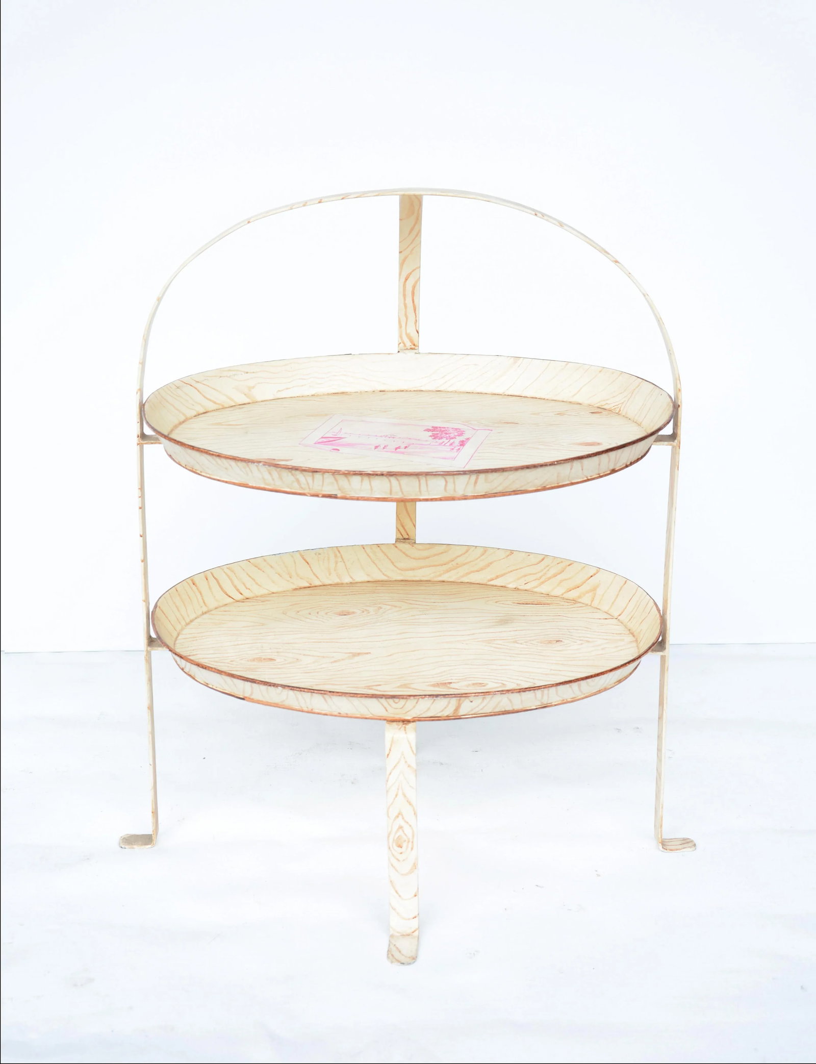 1980s Faux Wood Painted Two-Tier Tole Tray - 5