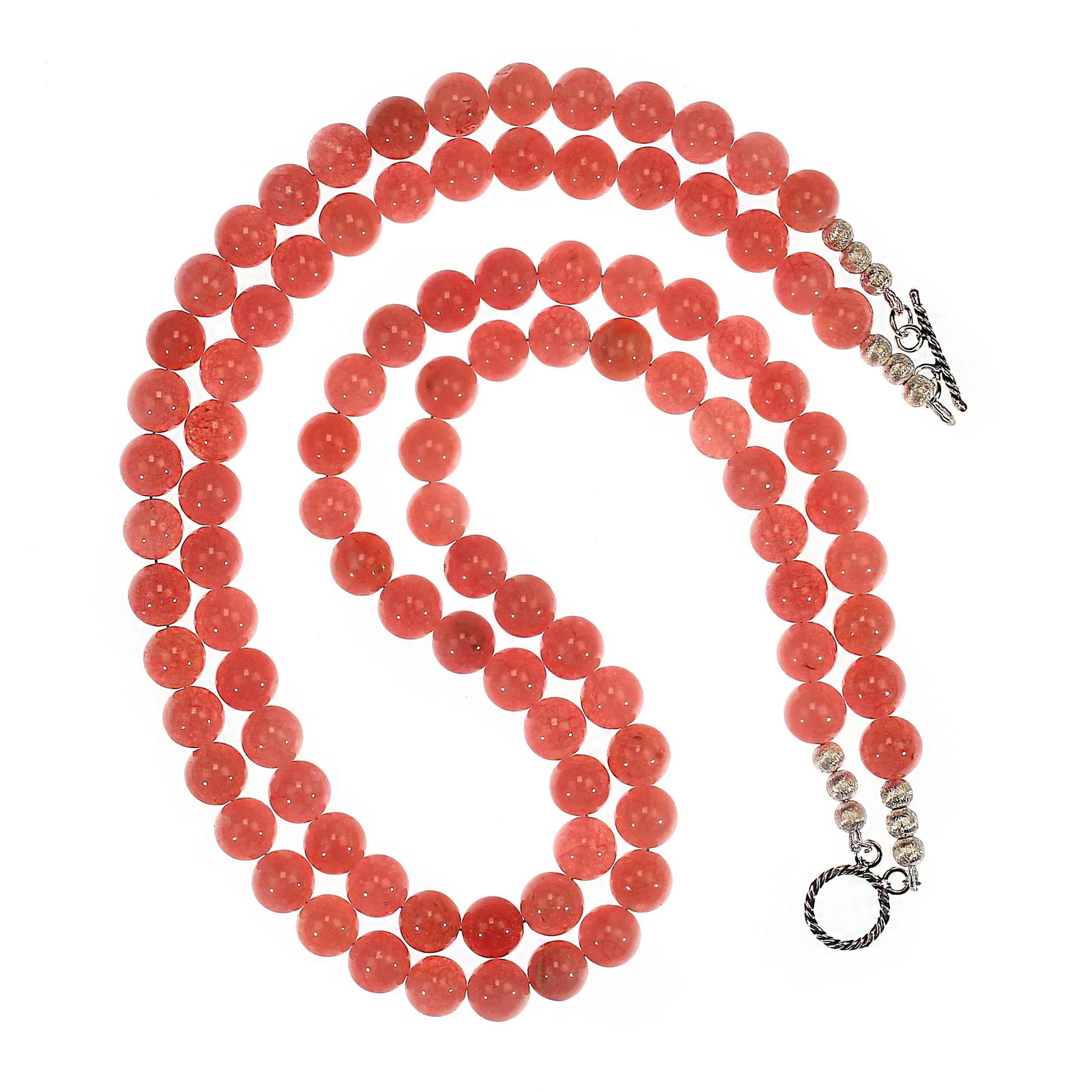 Ajd 21 Inch Peachy/Pink Agate Two Strand Perfect Summer Necklace - 4