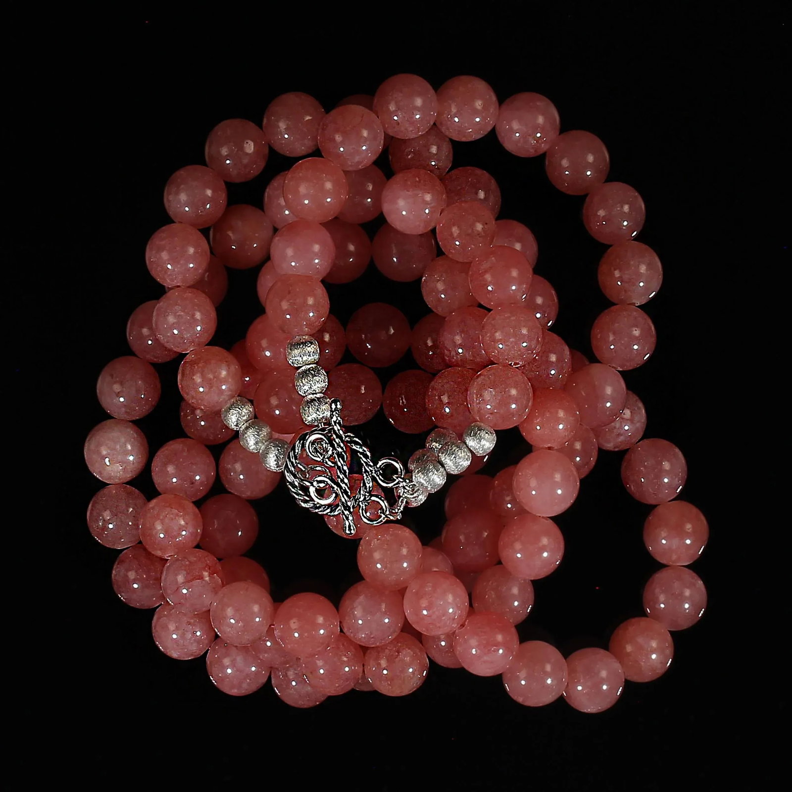 Ajd 21 Inch Peachy/Pink Agate Two Strand Perfect Summer Necklace - 5