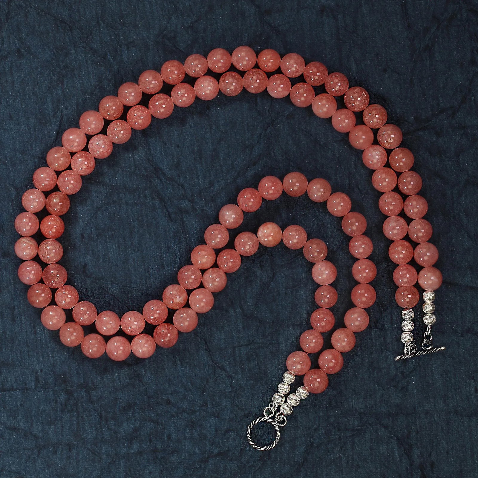 Ajd 21 Inch Peachy/Pink Agate Two Strand Perfect Summer Necklace - 6