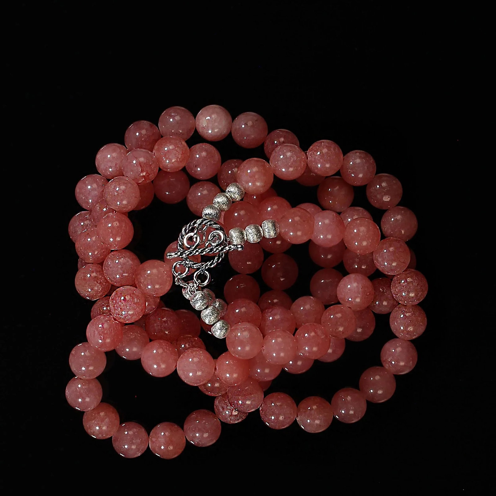 Ajd 21 Inch Peachy/Pink Agate Two Strand Perfect Summer Necklace - 7