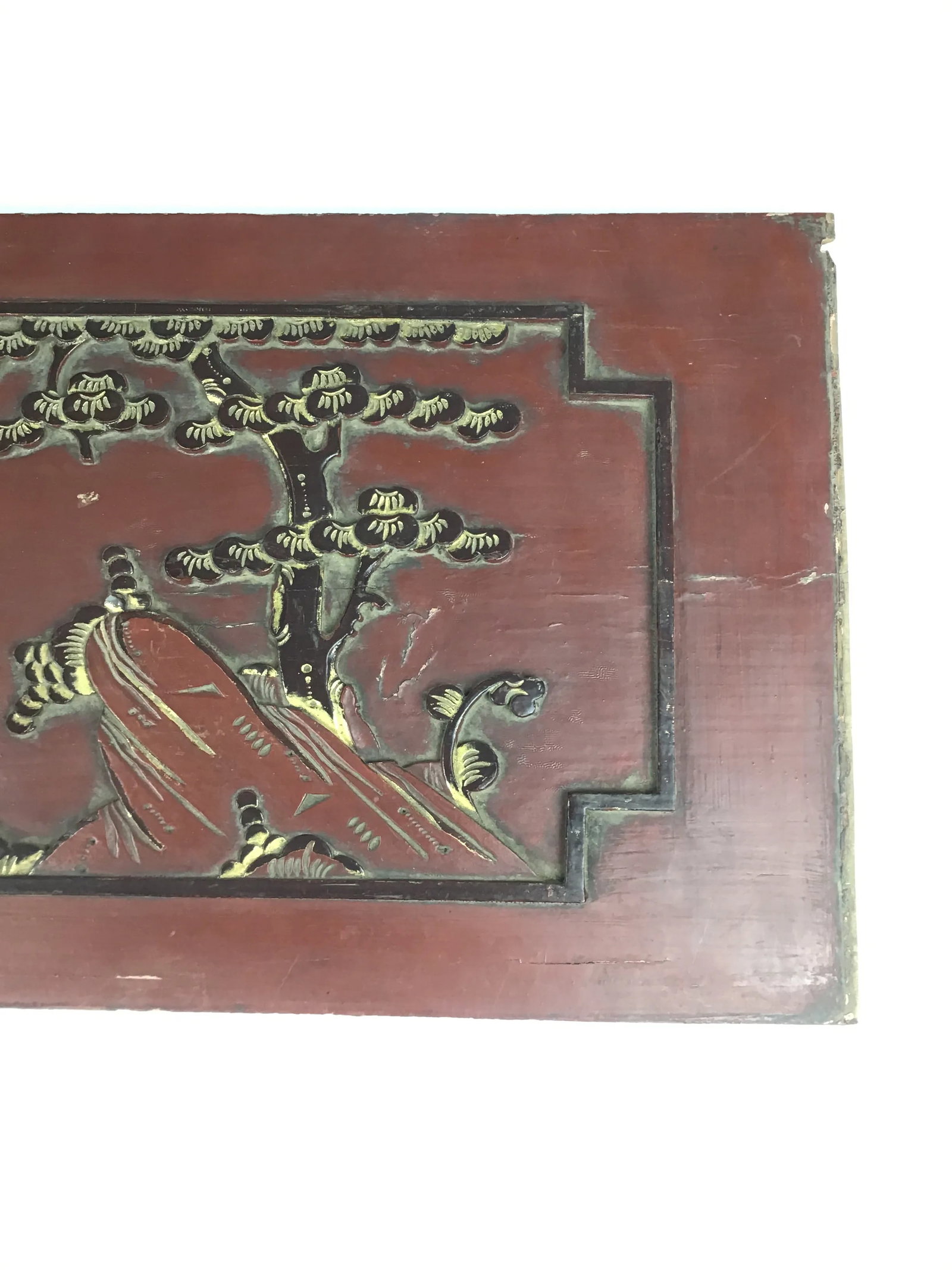 Antique Carved Wood Gold Relief Chinese Wall Panel - 2