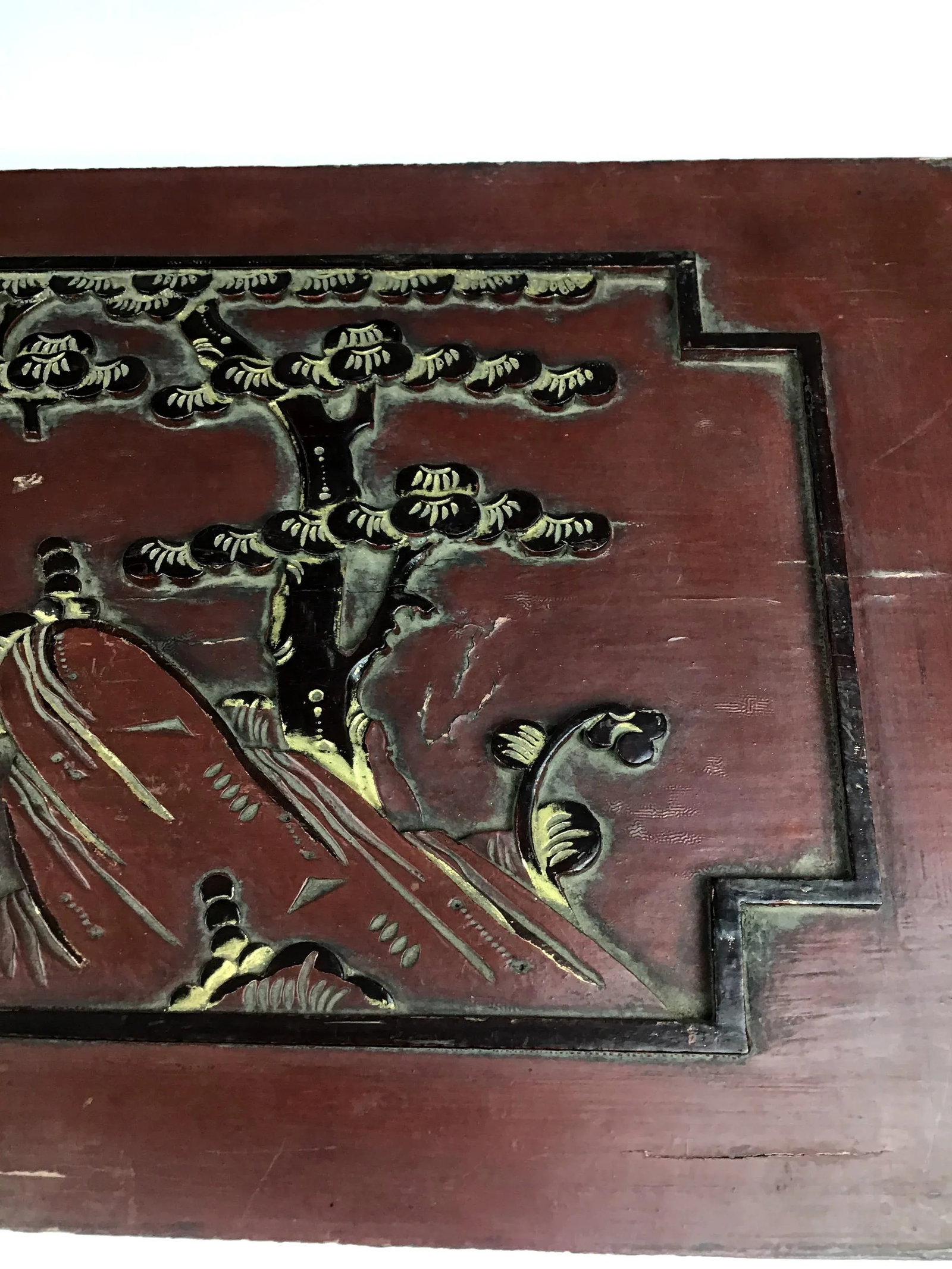 Antique Carved Wood Gold Relief Chinese Wall Panel - 6