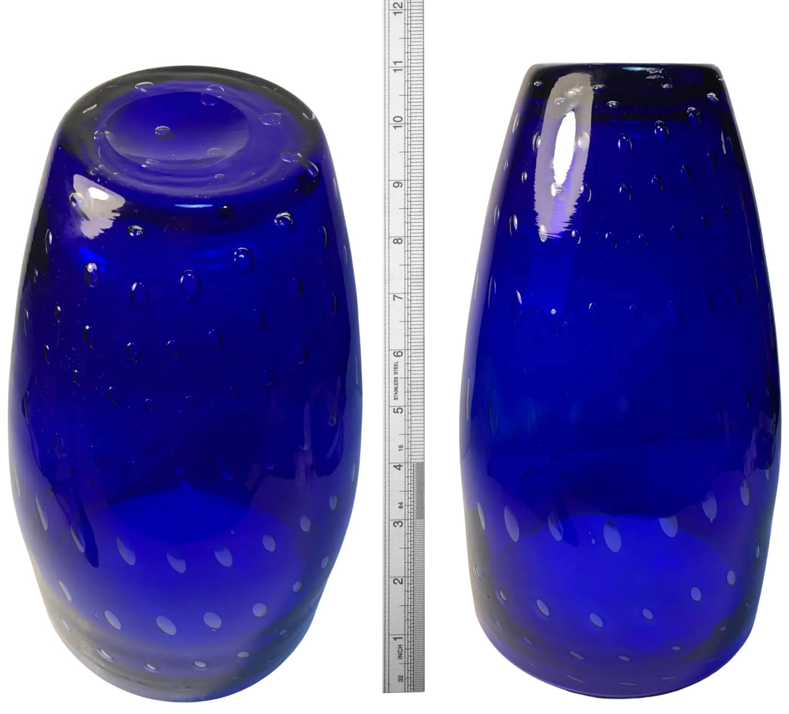 Bullicante Cobalt Blue Art Glass Vase - 12