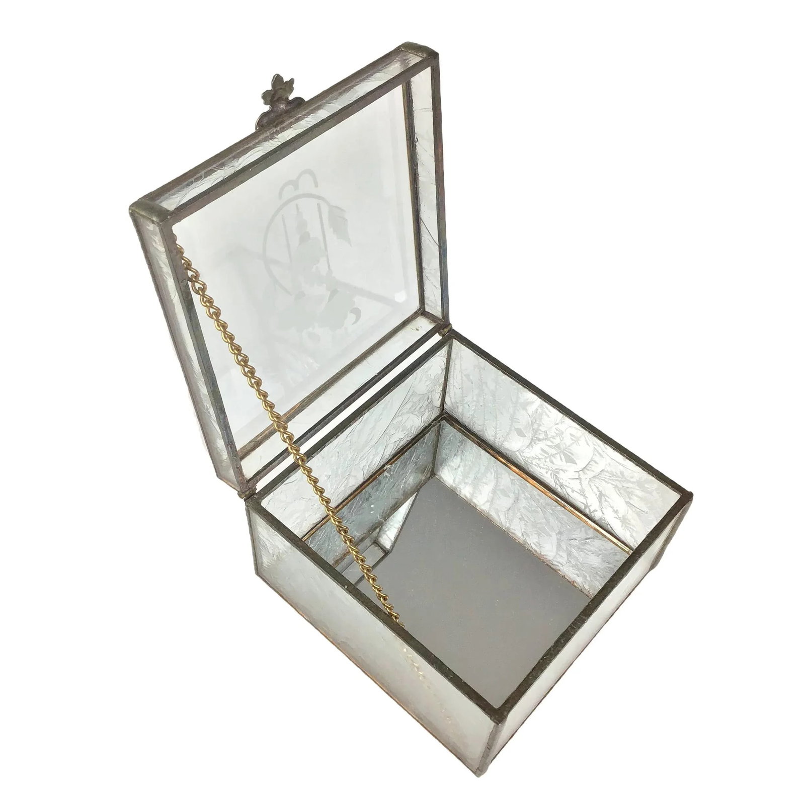 Victorian Etched Glass Jewelry Box - 3