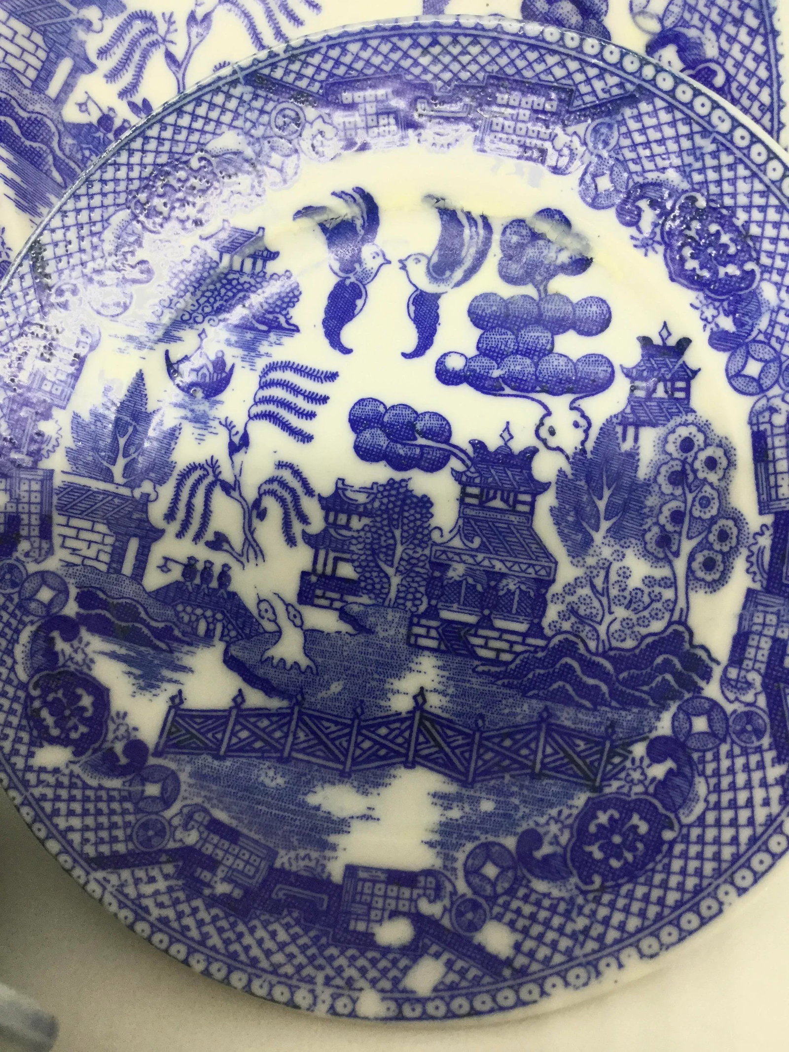 Japanese Blue Willow Plates and Cup - Set of 3 - 10
