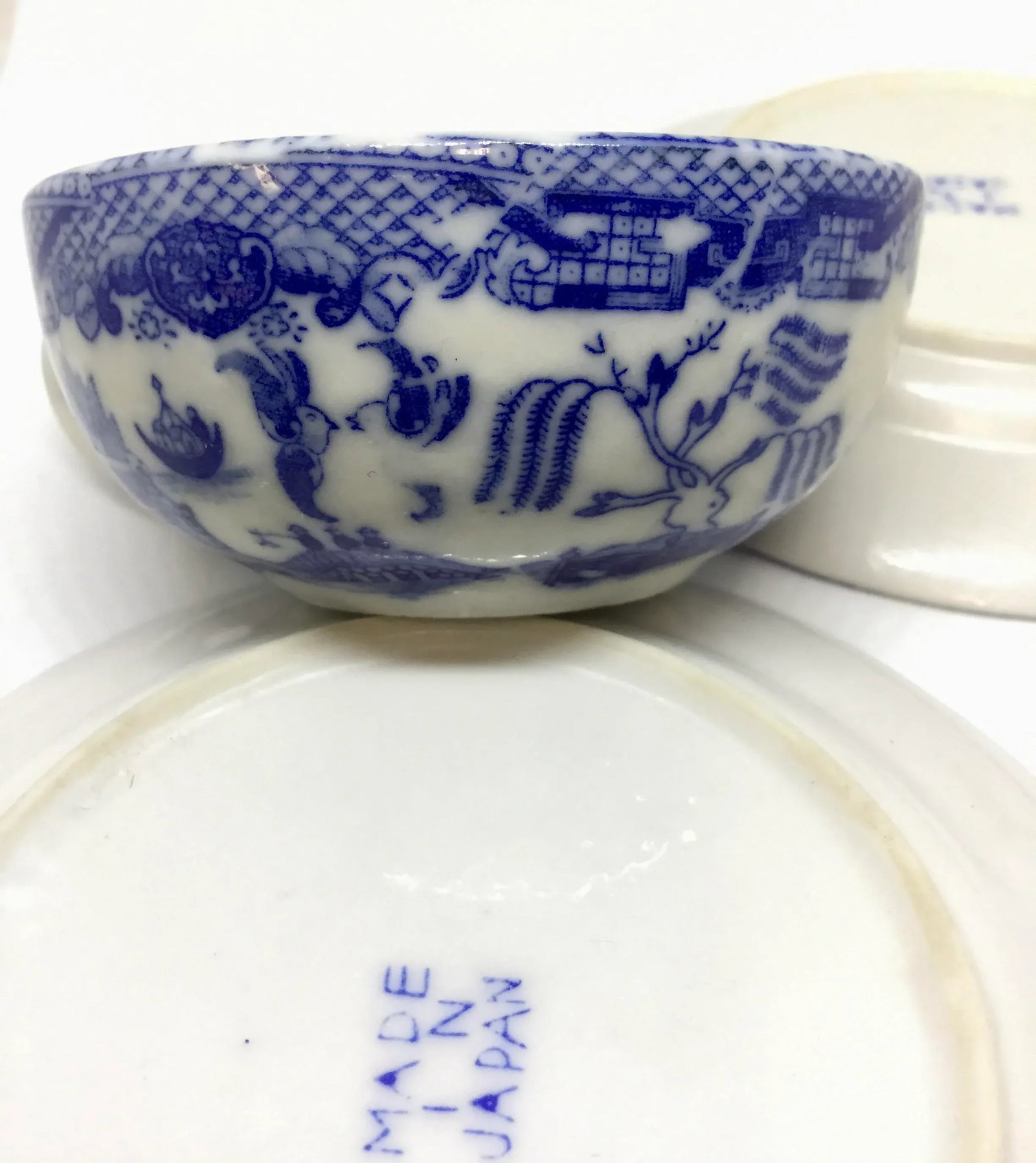 Japanese Blue Willow Plates and Cup - Set of 3 - 12