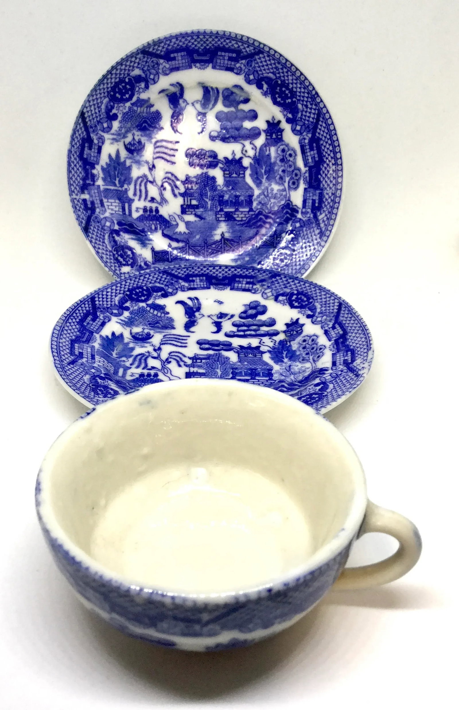 Japanese Blue Willow Plates and Cup - Set of 3 - 13