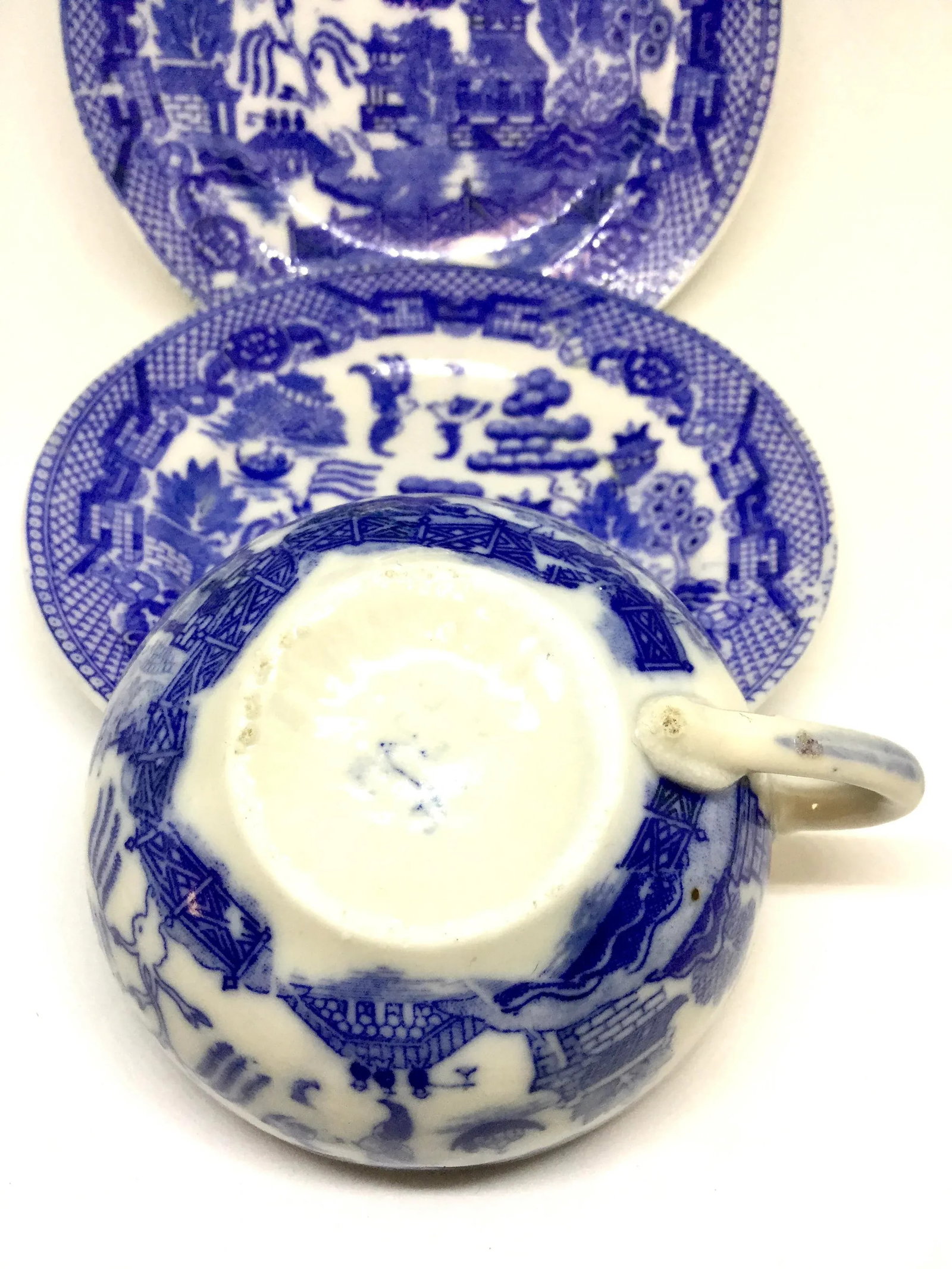Japanese Blue Willow Plates and Cup - Set of 3 - 2