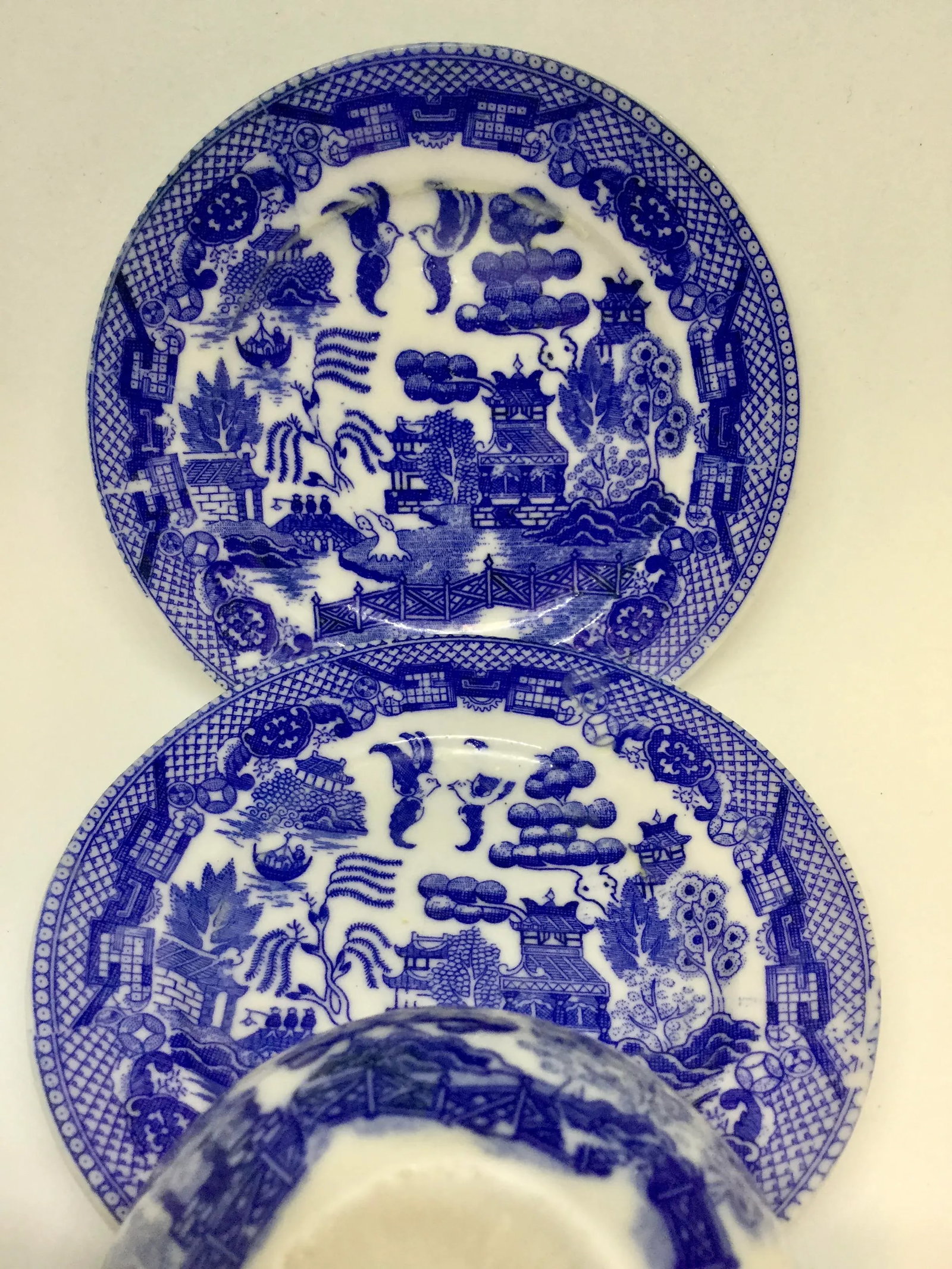 Japanese Blue Willow Plates and Cup - Set of 3 - 3