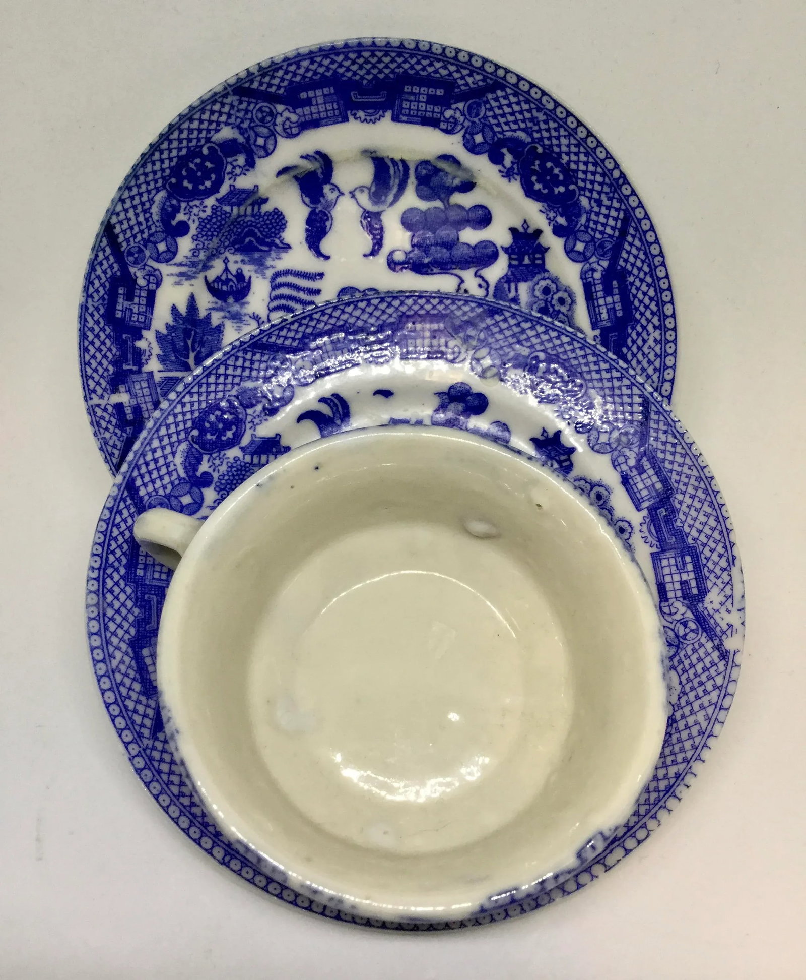 Japanese Blue Willow Plates and Cup - Set of 3 - 4