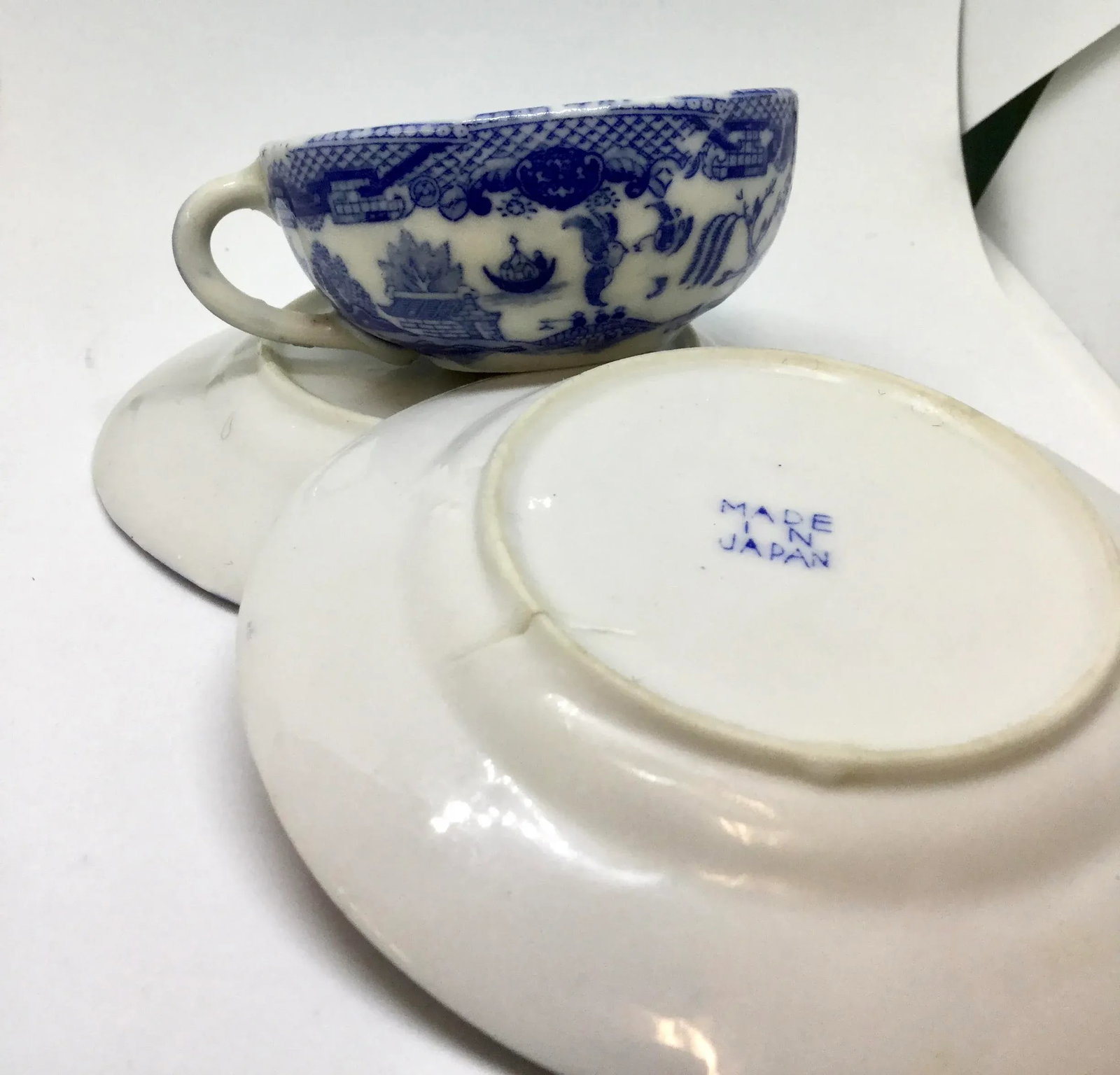 Japanese Blue Willow Plates and Cup - Set of 3 - 7