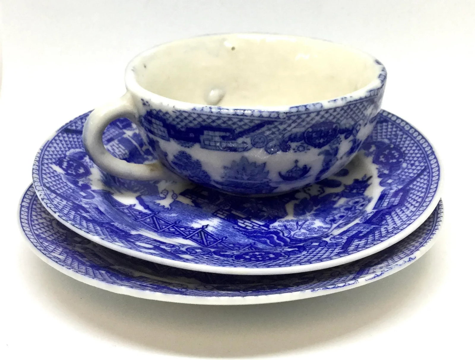 Japanese Blue Willow Plates and Cup - Set of 3 - 8