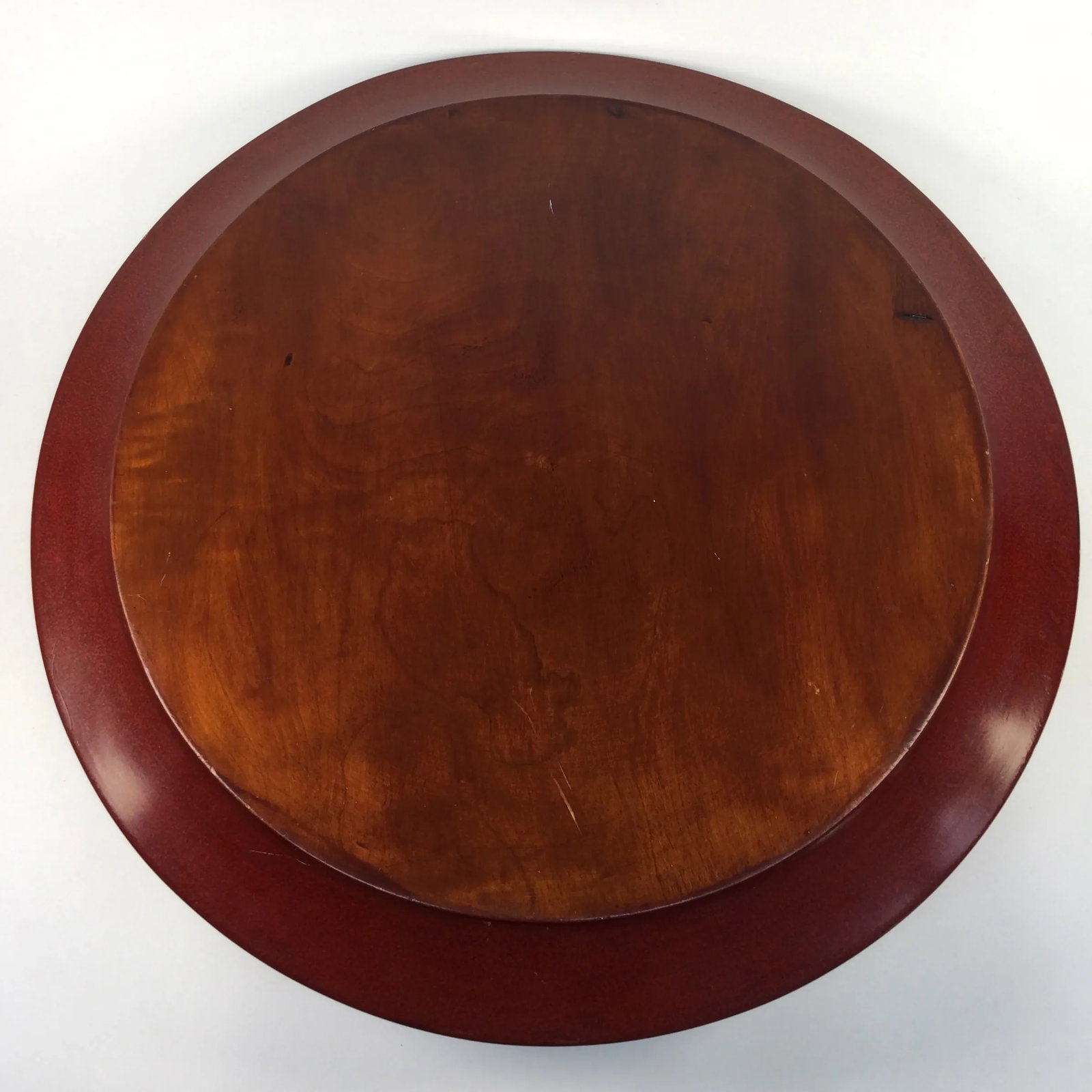 Hand Turned Large Round Vintage Solid Wood Deer Painted Tray - 12