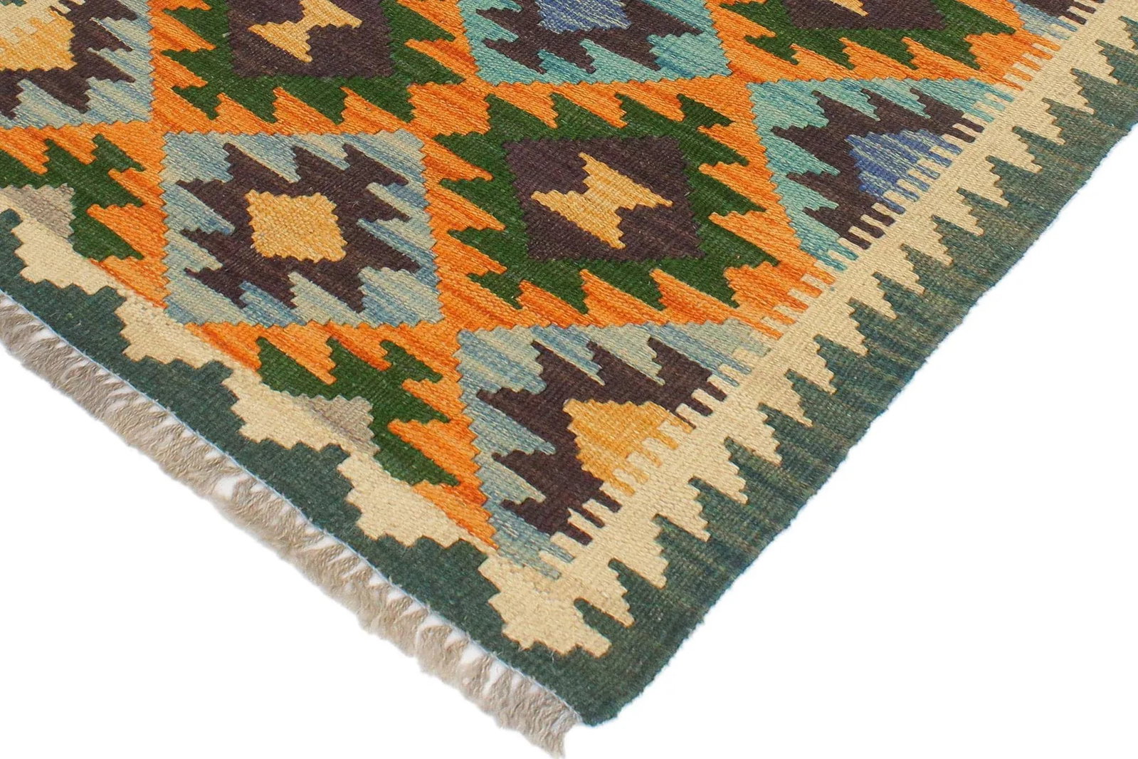 1990s 1990s Tribal Kilim Rust/Blue Hand-Woven Rug 2'0" X 2'11" - 3