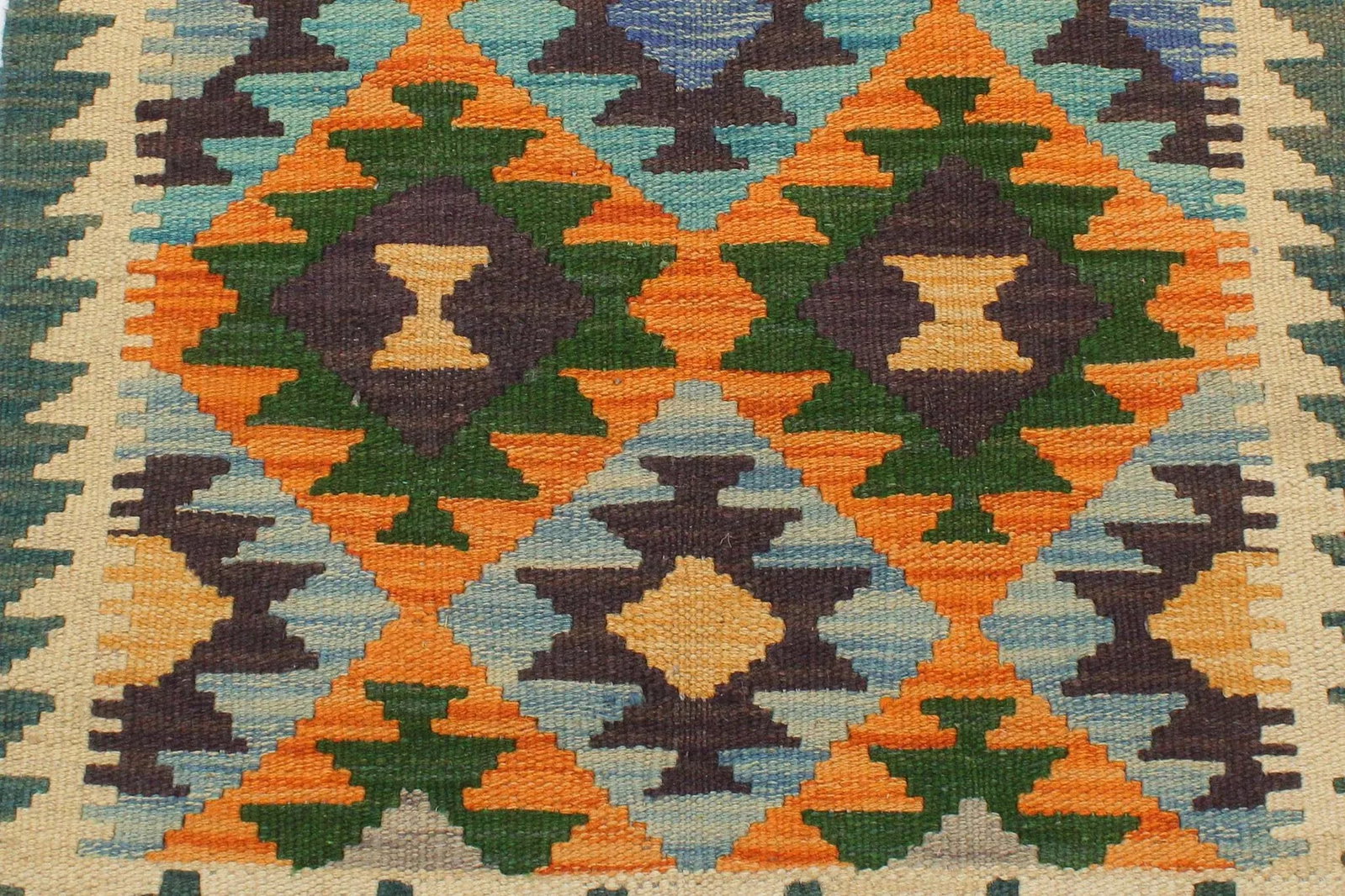 1990s 1990s Tribal Kilim Rust/Blue Hand-Woven Rug 2'0" X 2'11" - 4