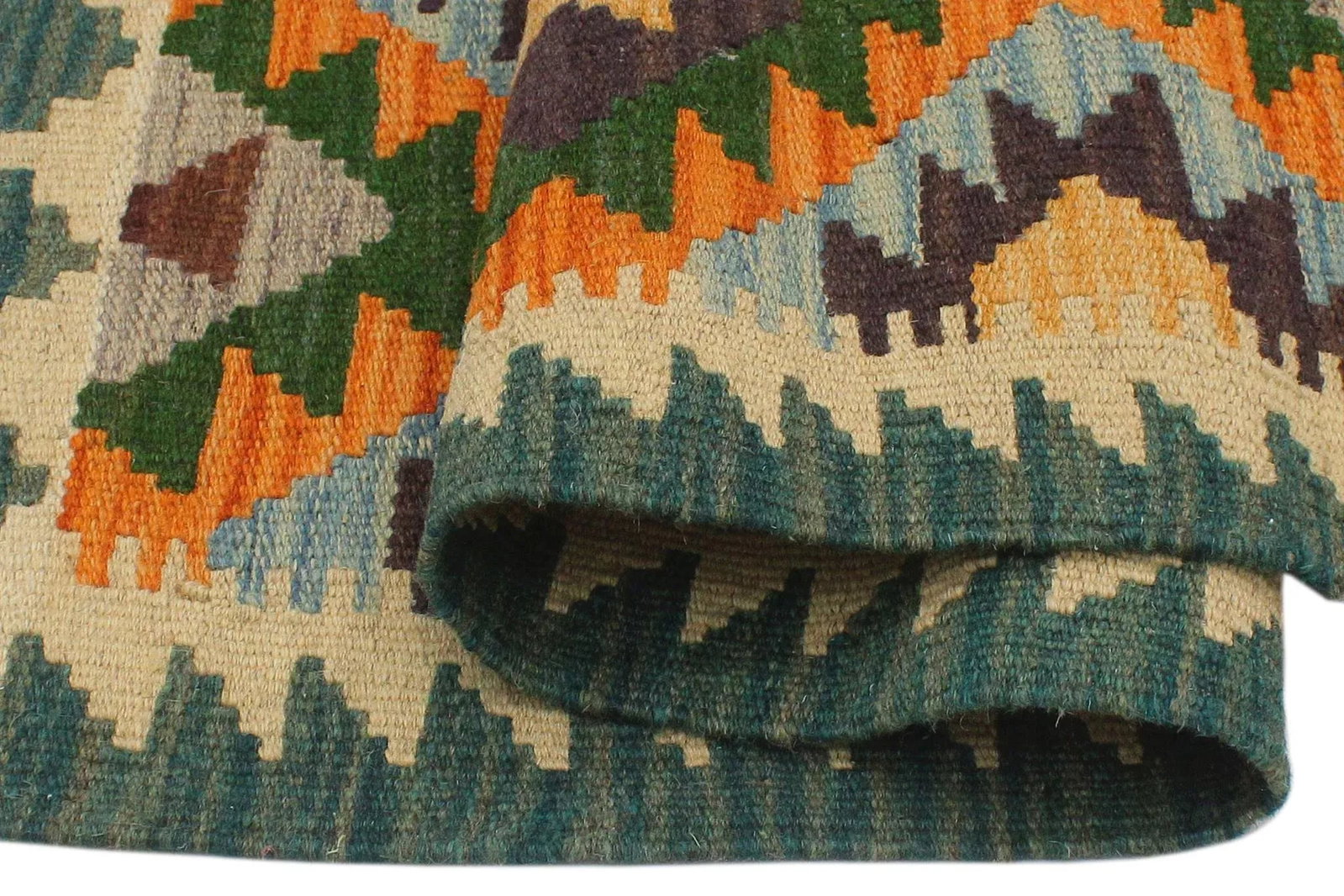 1990s 1990s Tribal Kilim Rust/Blue Hand-Woven Rug 2'0" X 2'11" - 6
