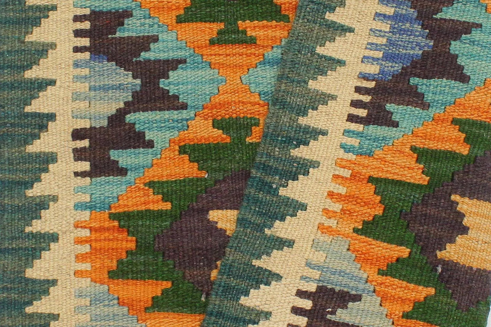 1990s 1990s Tribal Kilim Rust/Blue Hand-Woven Rug 2'0" X 2'11" - 7