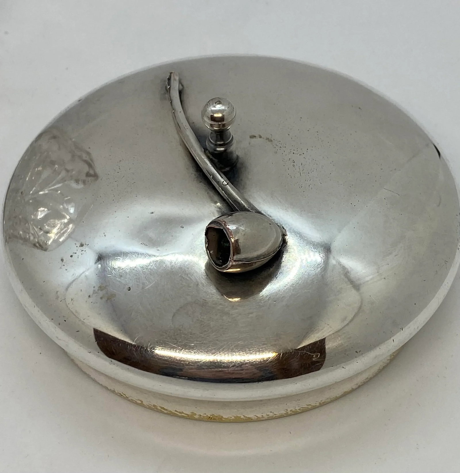 1920's Arts & Crafts Glass Pipe Tobacco Humidor With Pipe Design Lid - 10