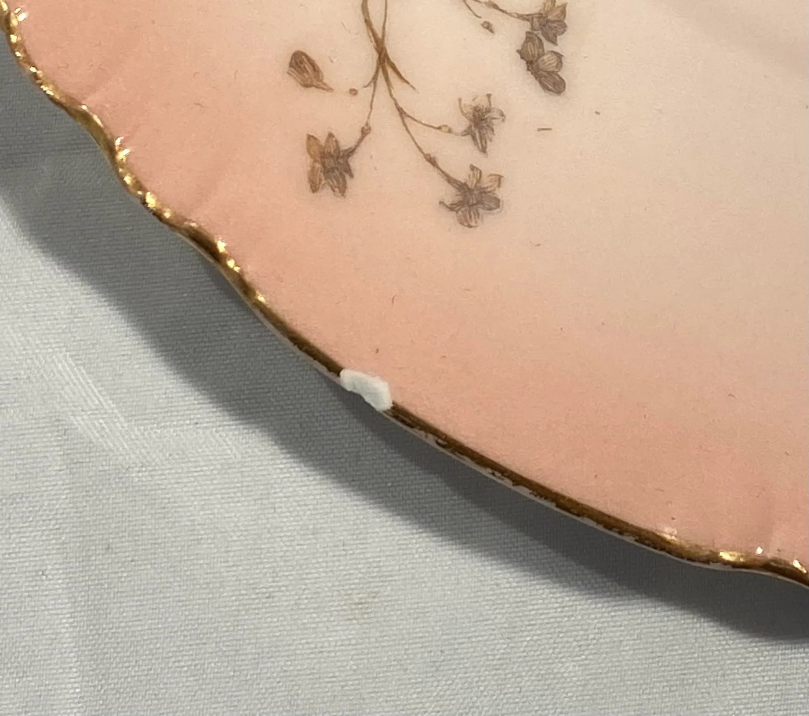 Early 20th Century Limoges France L. Sazerat Porcelain Pink Luncheon Plates With Blue Daisies - Set - 9