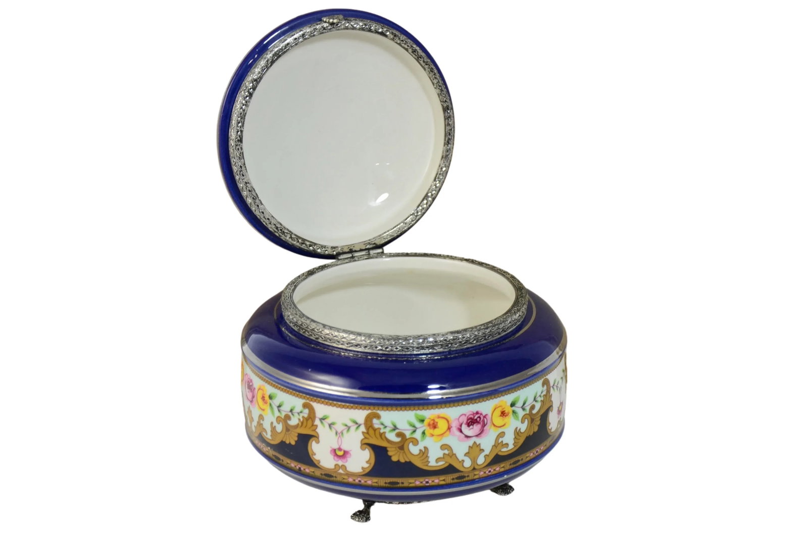 Cobalt Blue Round Italian Porcelain Box - 3