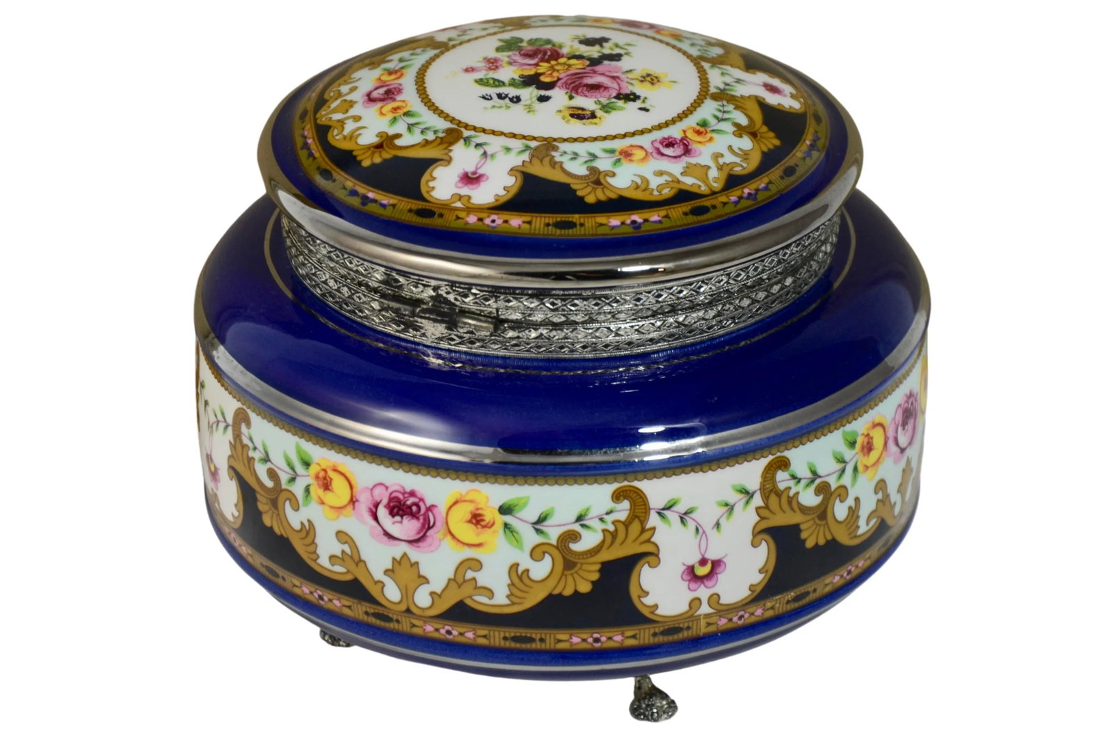 Cobalt Blue Round Italian Porcelain Box - 4