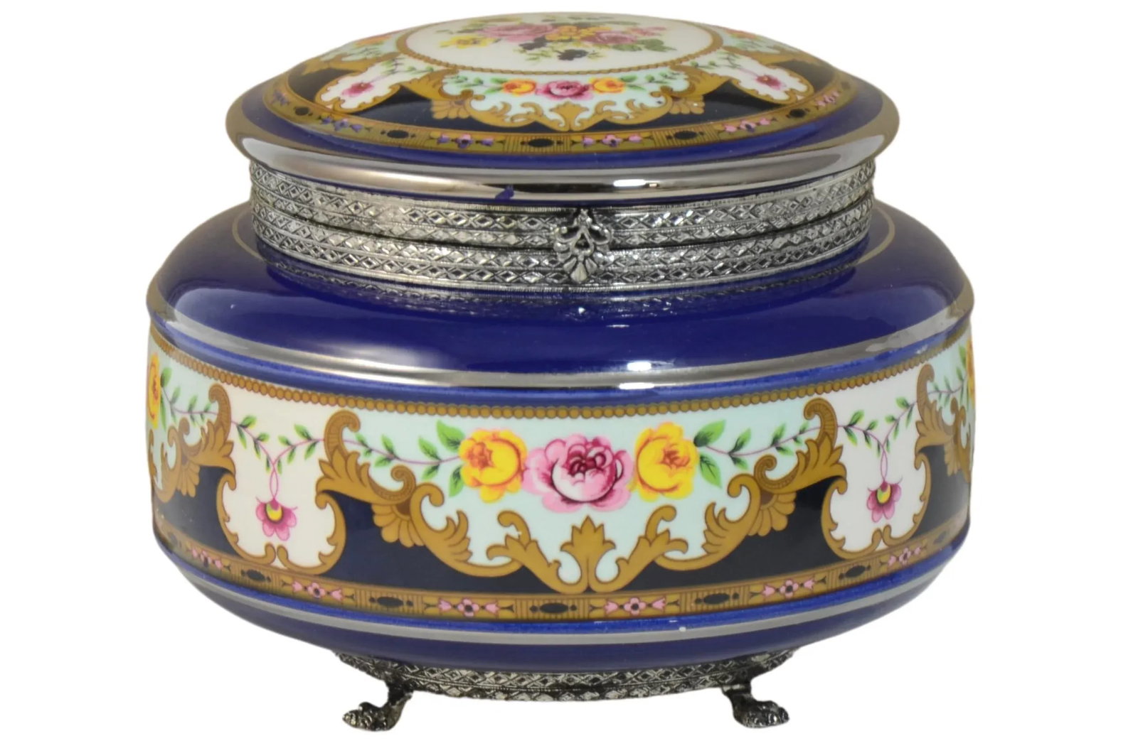 Cobalt Blue Round Italian Porcelain Box - 7