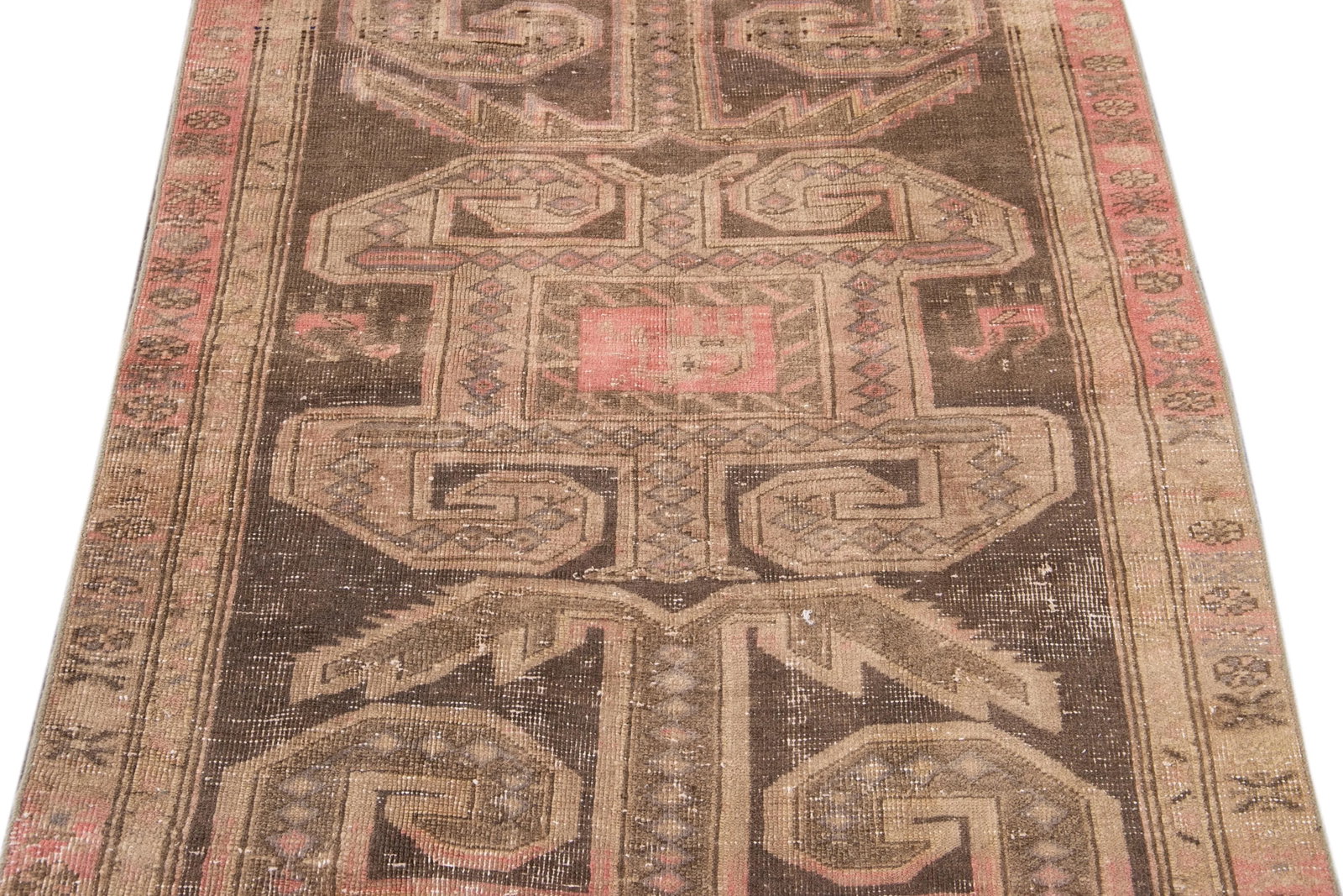 Pink Vintage Malyer Handmade Wool Runner - 11