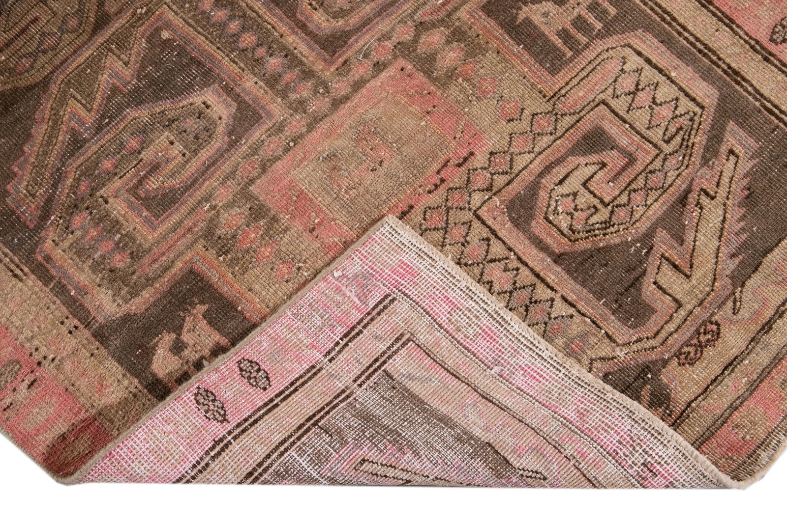 Pink Vintage Malyer Handmade Wool Runner - 12
