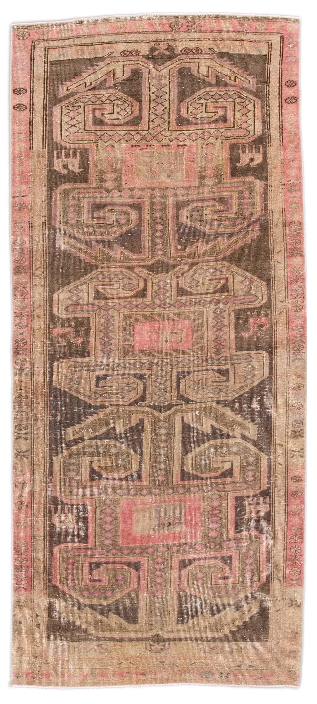 Pink Vintage Malyer Handmade Wool Runner - 13